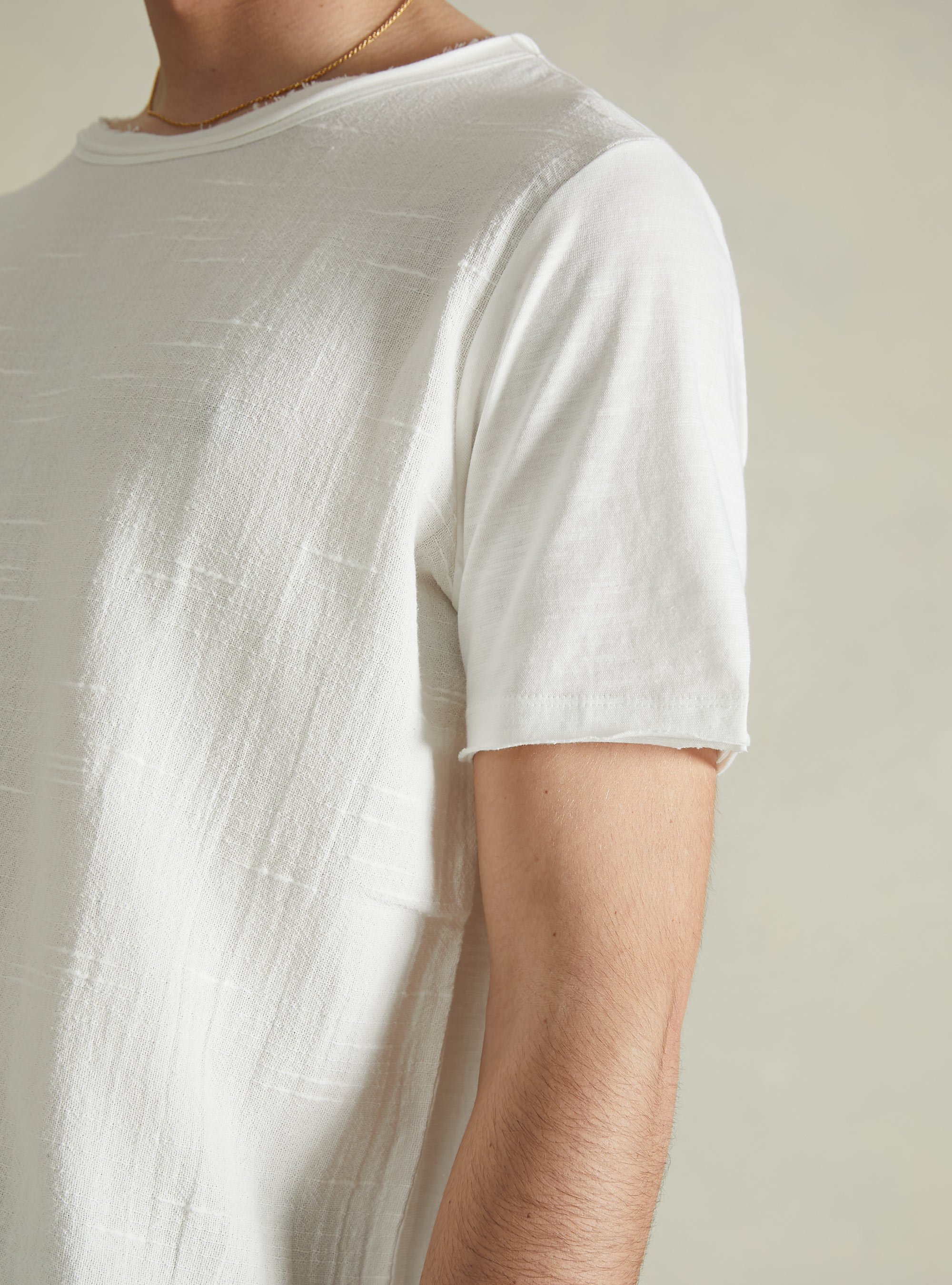 Linen blend short-sleeved T-shirt, WH2 WHITE