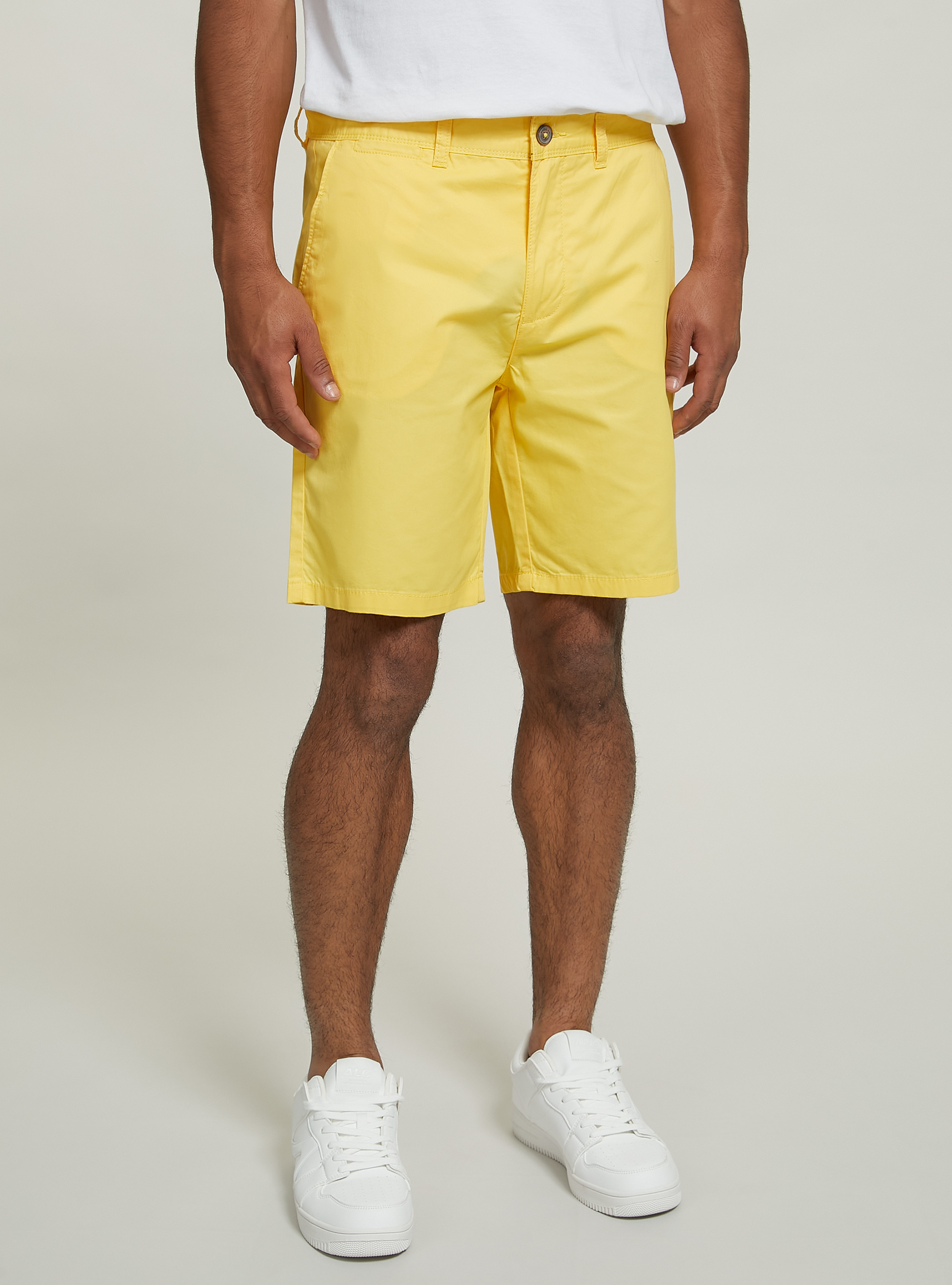 Plain twill Bermuda shorts, YELLOW