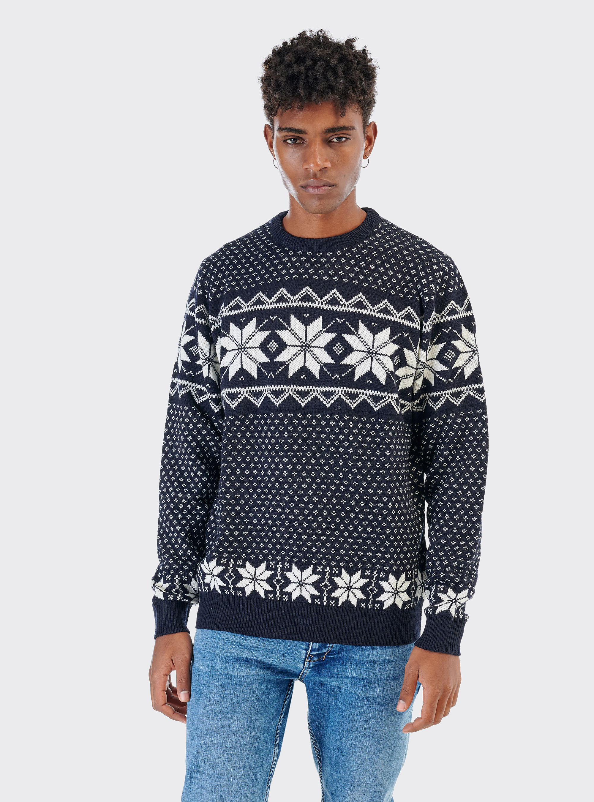 Pull jacquard, C210 BLUE NAVY