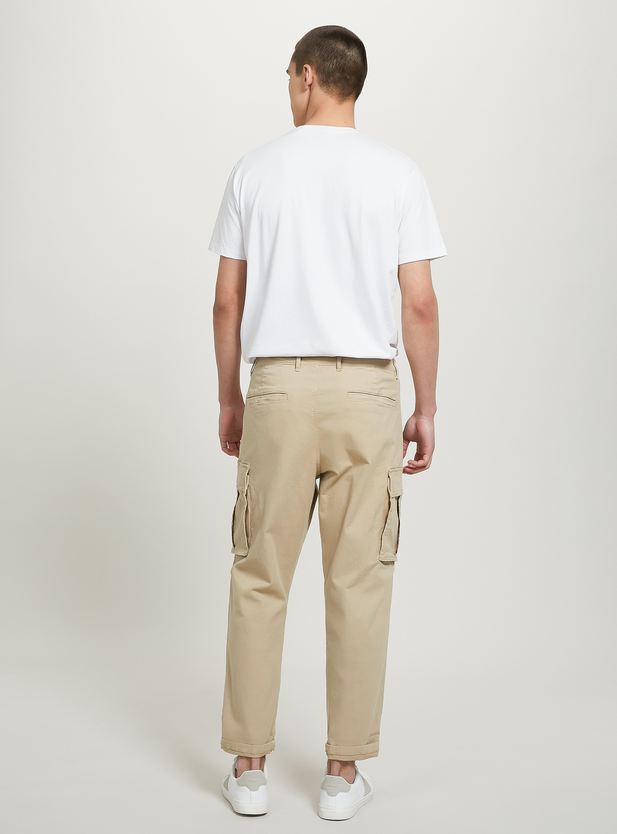 Pantaloni cargo relaxed in twill stretch, CM2 CAMEL MEDIUM