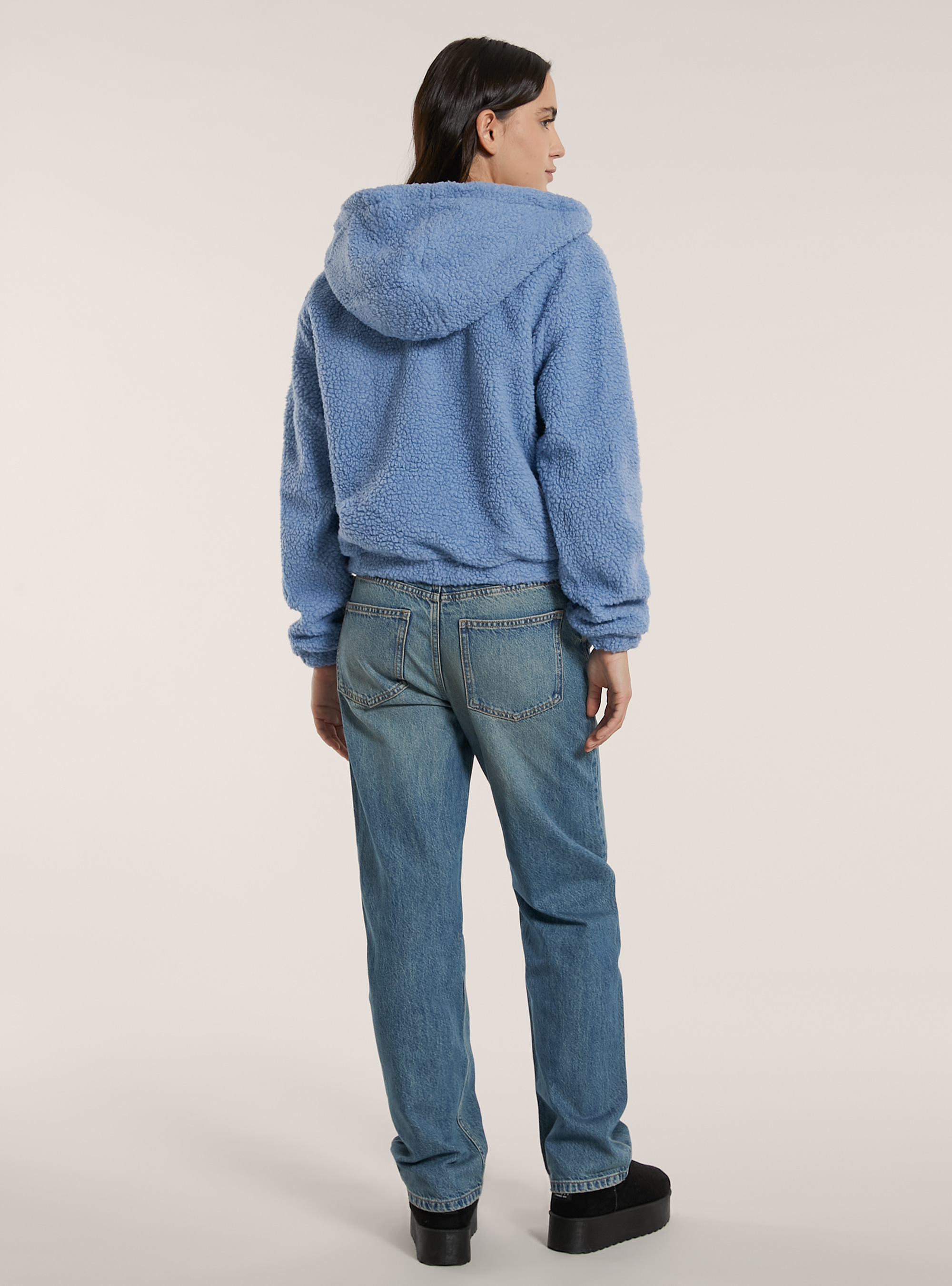 Giubbotto sherpa  crop fit, AZ3 AZURE LIGHT