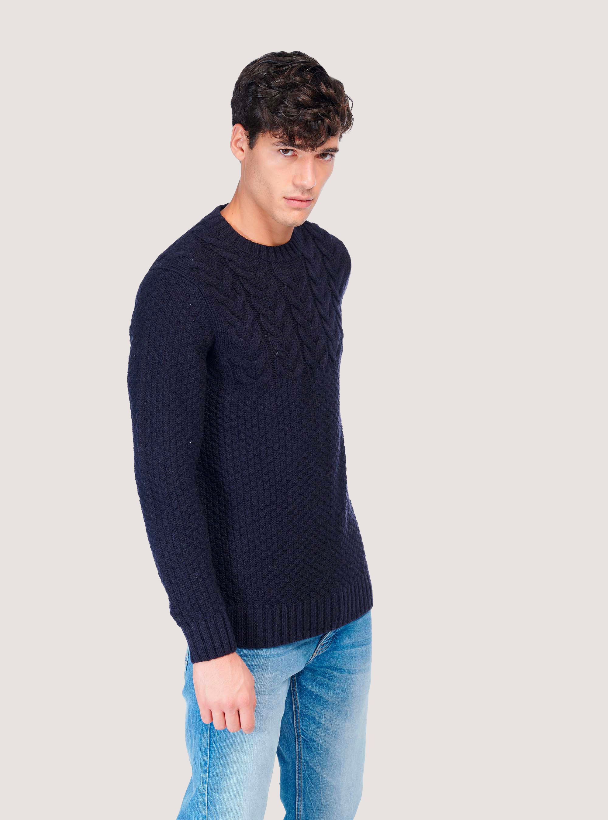 Pull tress&eacute;, C2254 BLUE