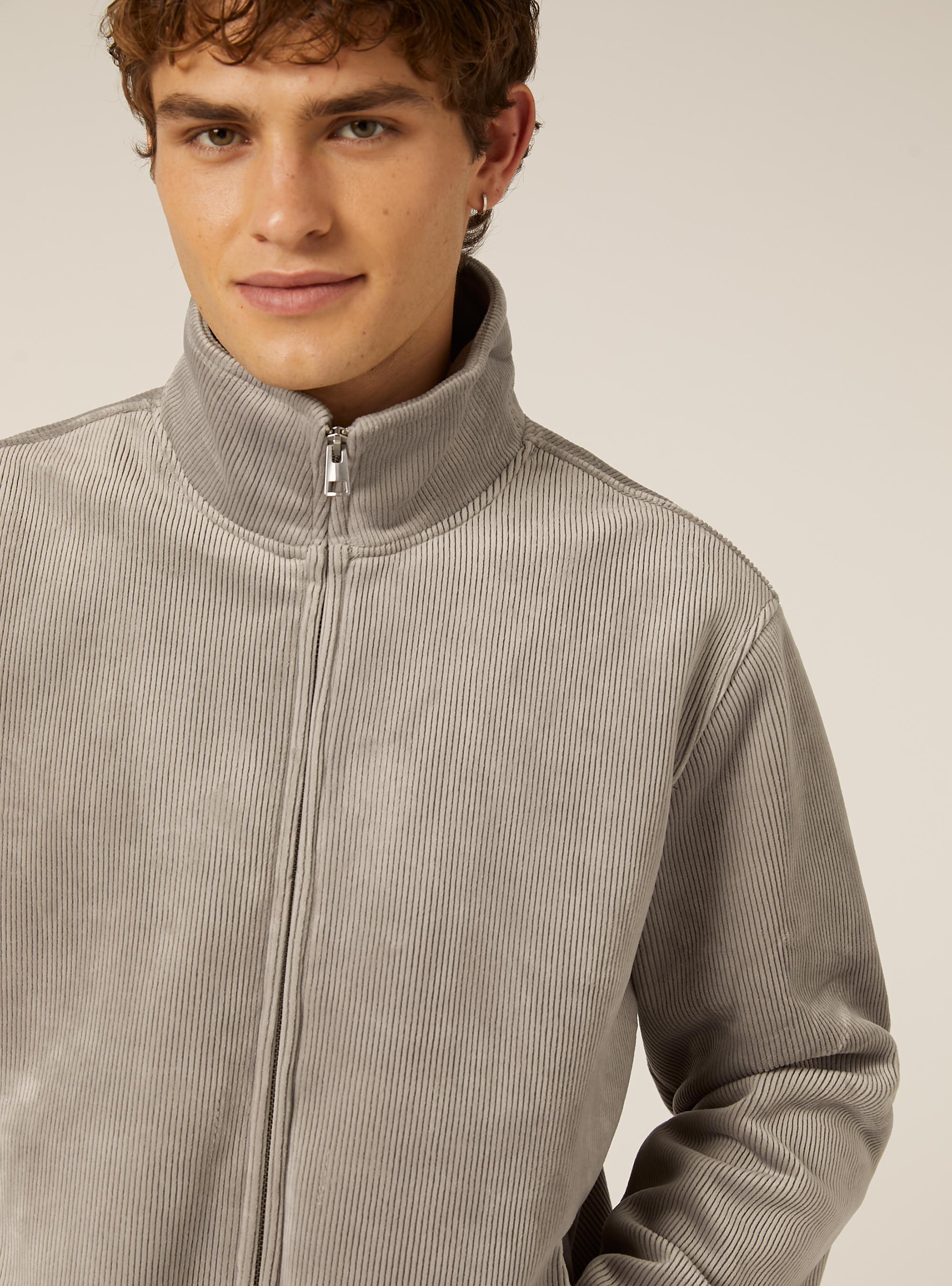 Sudadera con cremallera de pana, GY2 GREY MEDIUM