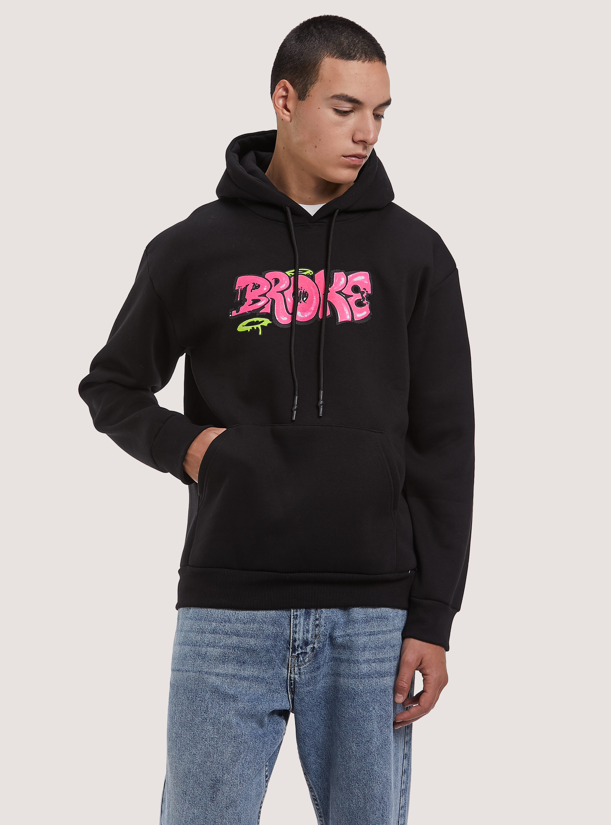 Felpa con stampa Smile Collection, BK1 BLACK