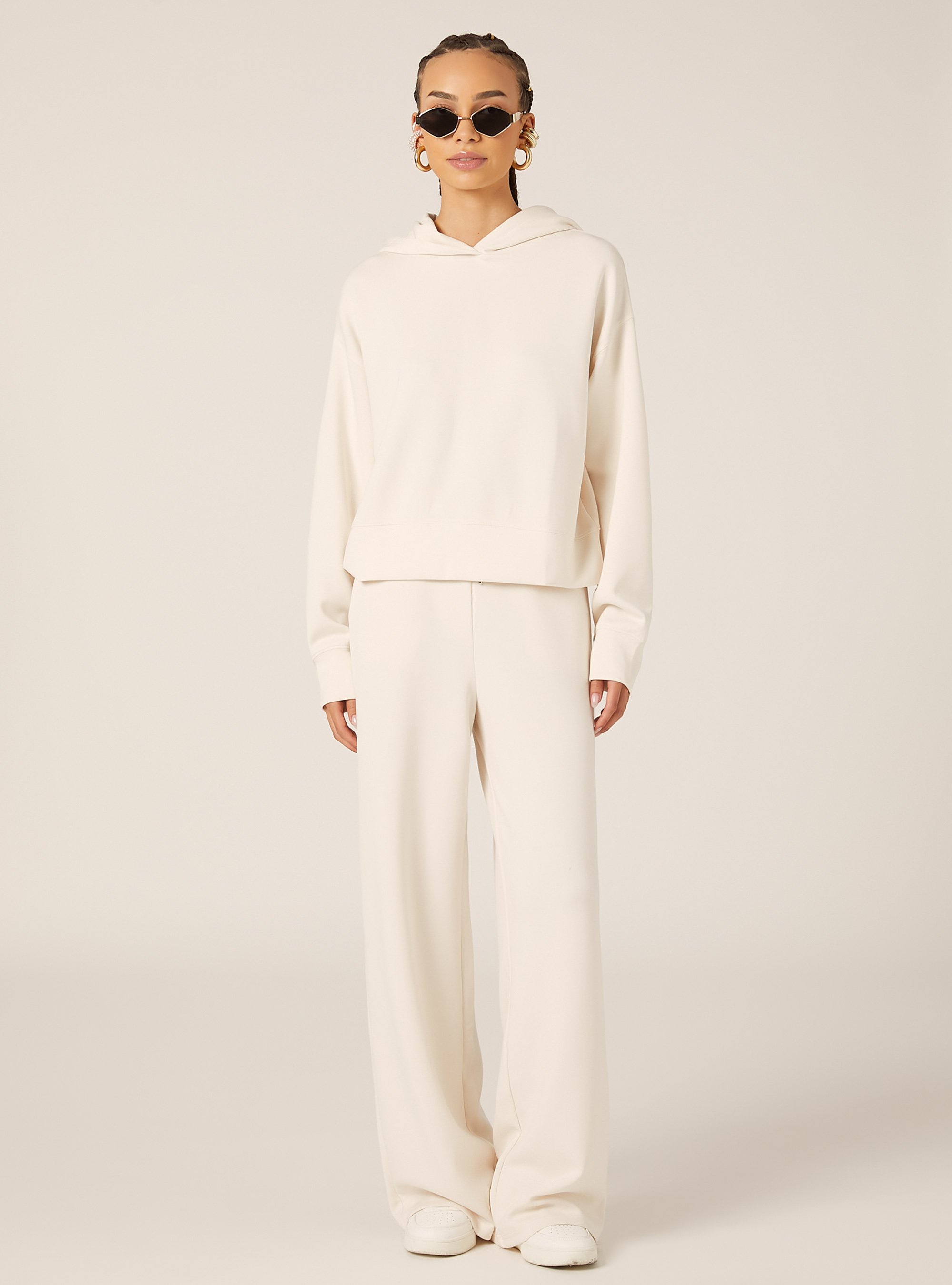 Pull court en molleton doux au toucher, CR3 CREAM LIGHT