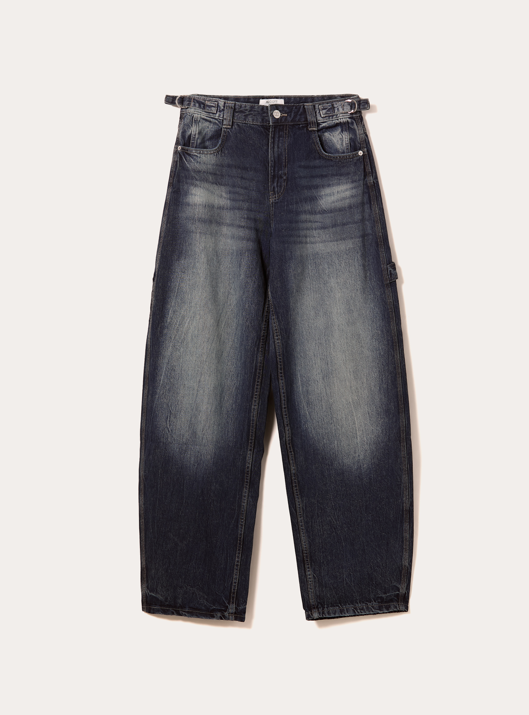 Jeans balloon carpenter con vita regolabile, D003 MEDIUM BLUE