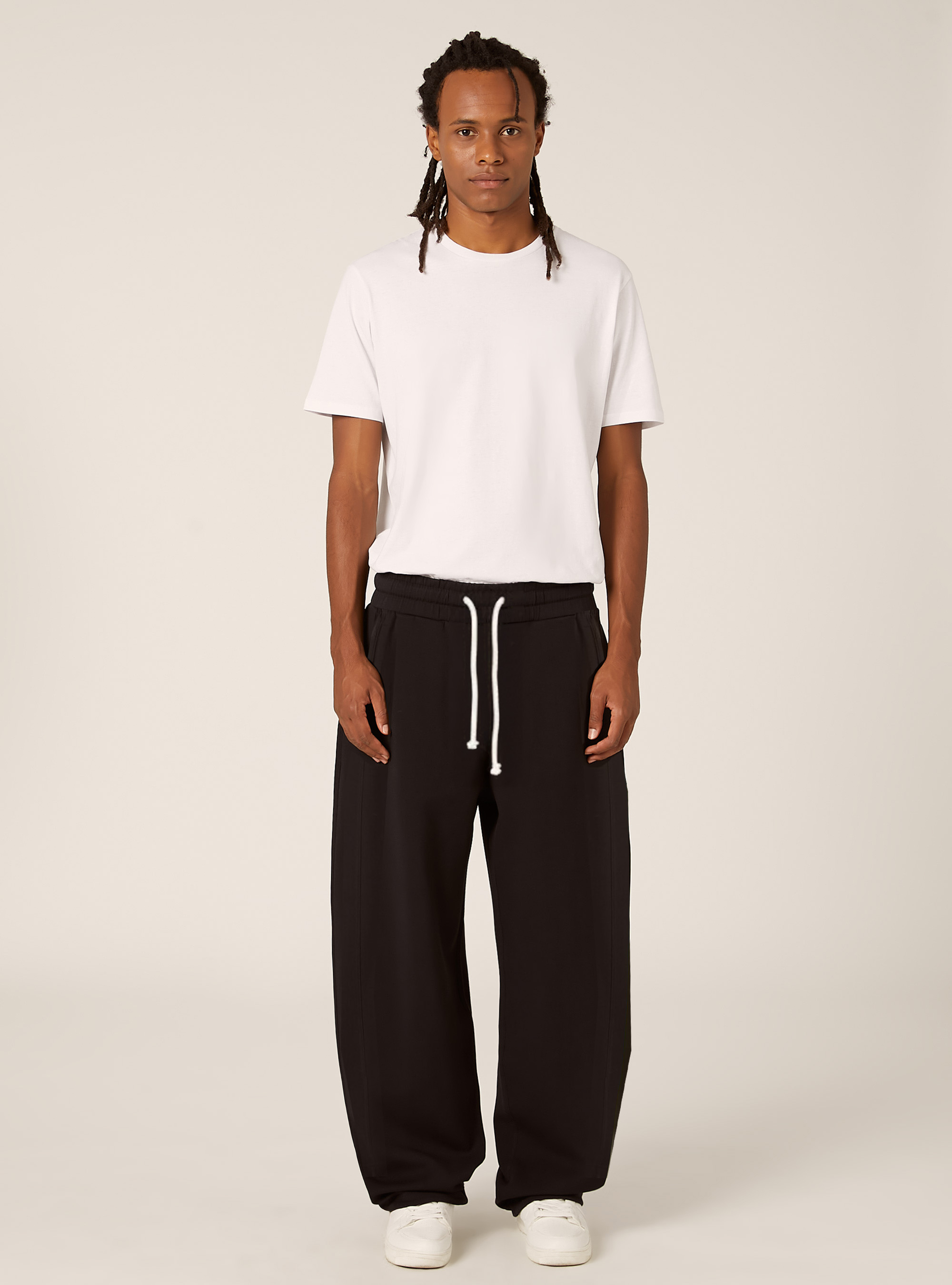 Barrel fit fleece trousers, BK1 BLACK