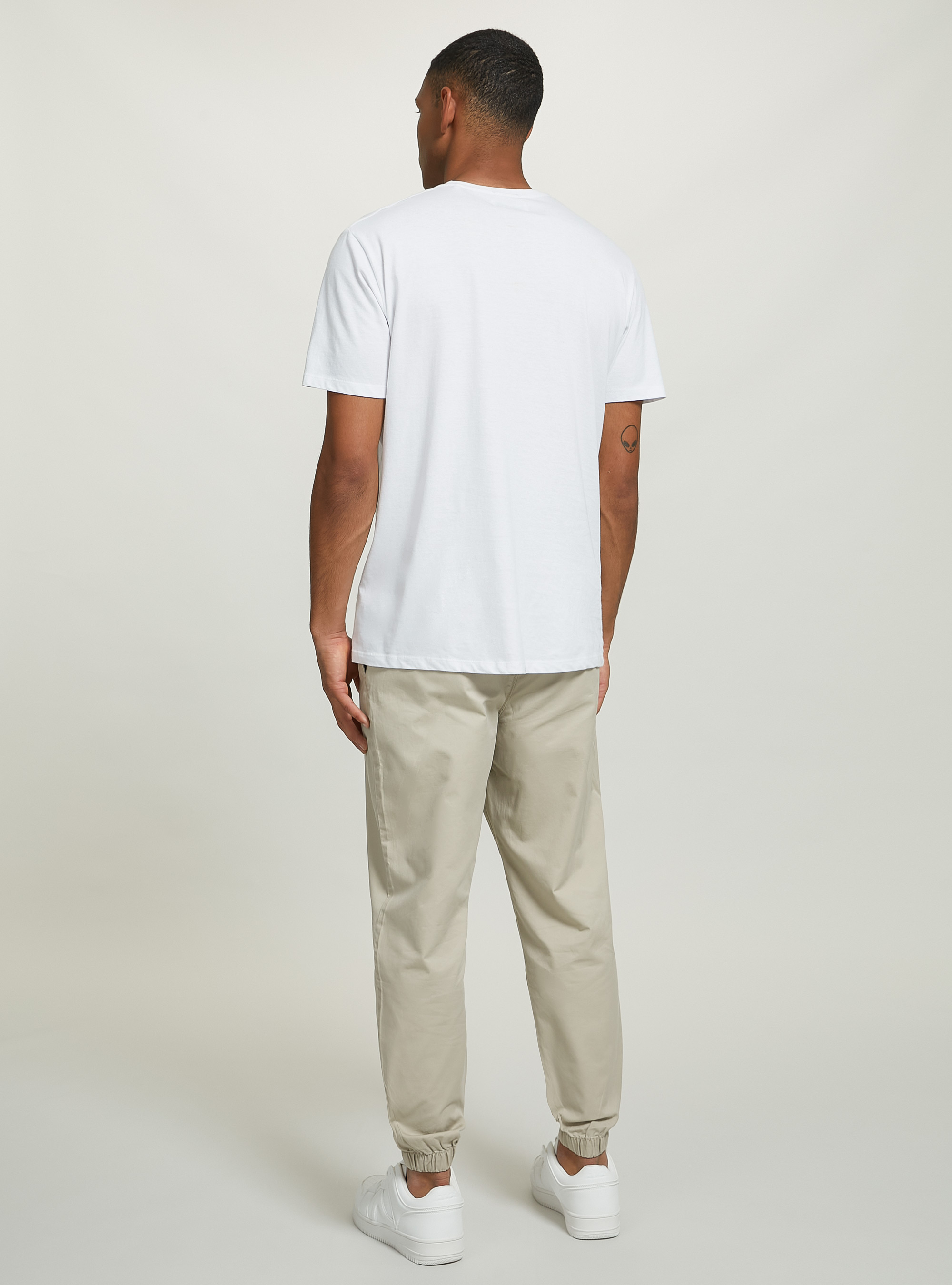 Pantalones chinos de sarga con cintura elástica, BG2 BEIGE MEDIUM