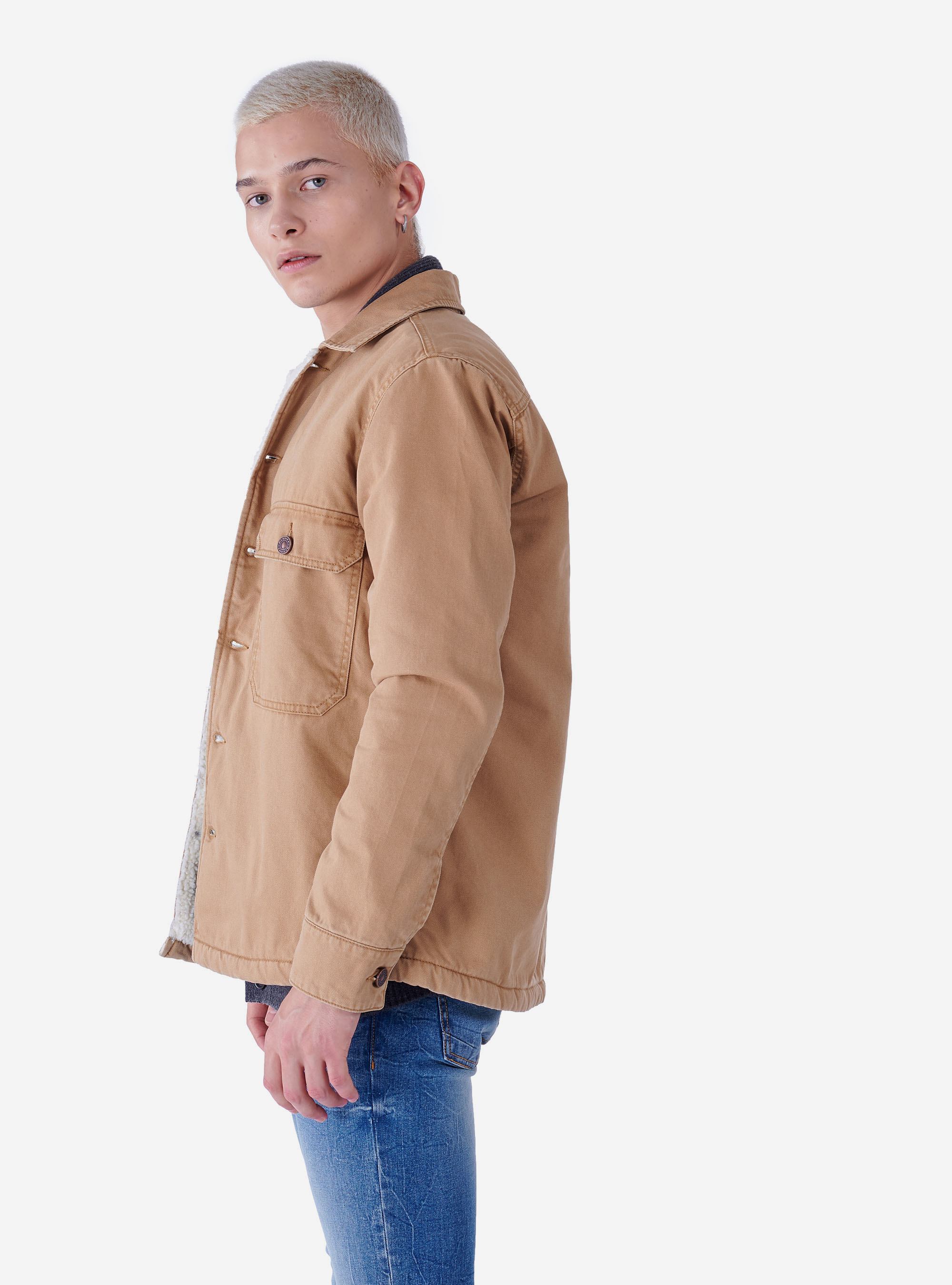 FAKE LAMBSKIN JACKET, C550 TOBACCO