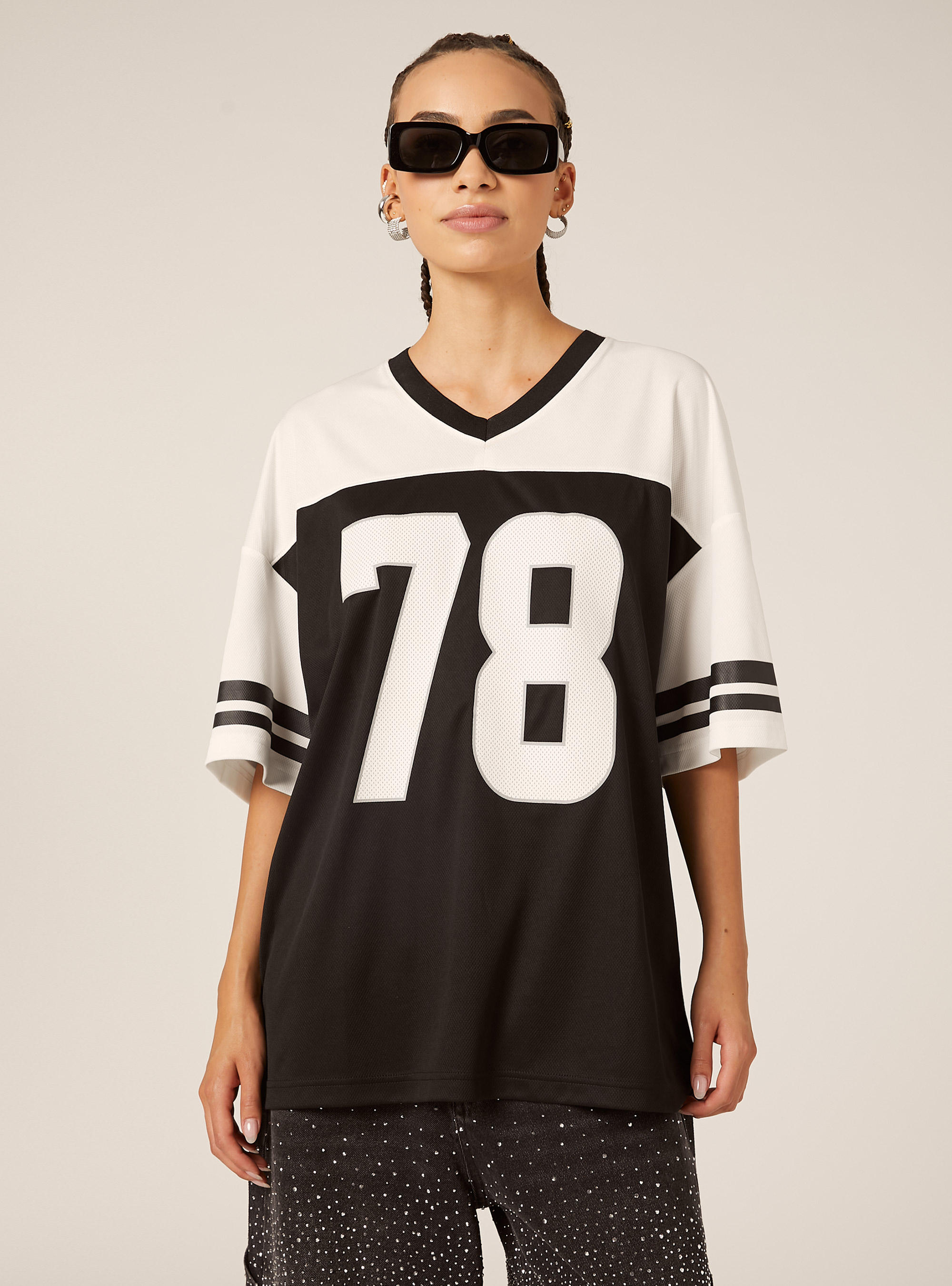 Oversize-T-Shirt mit Grafik, BK1 BLACK