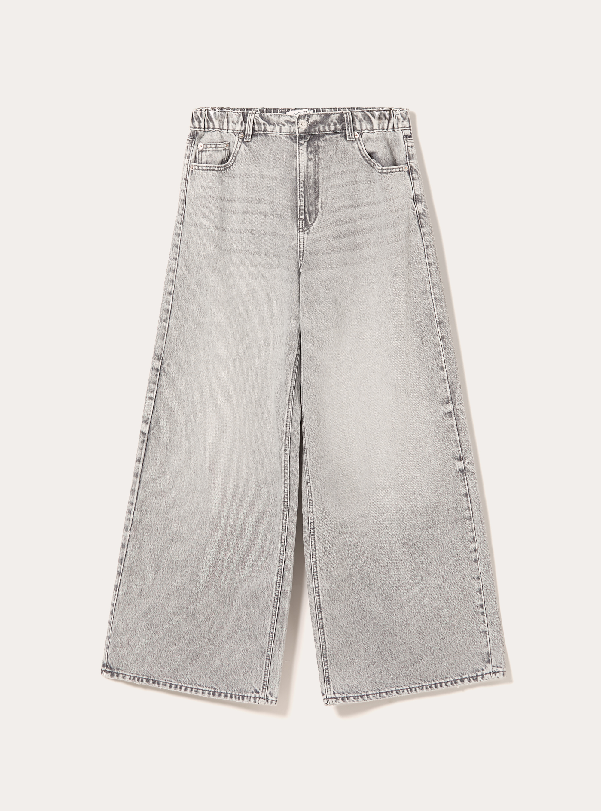 Super wide leg jeans with elasticated waist, D00G GREY