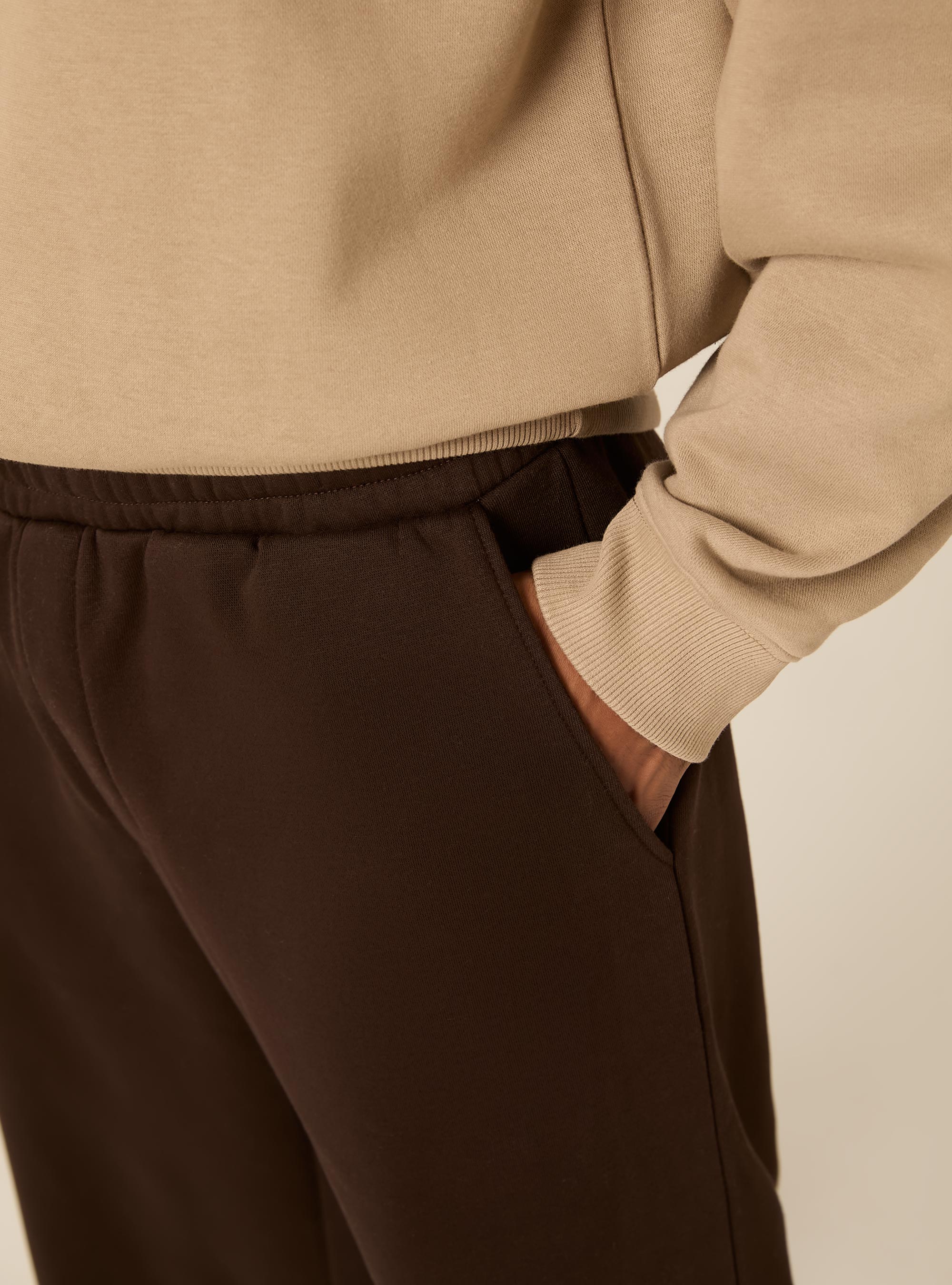 Pantaloni loose in felpa, BR1 BROWN DARK