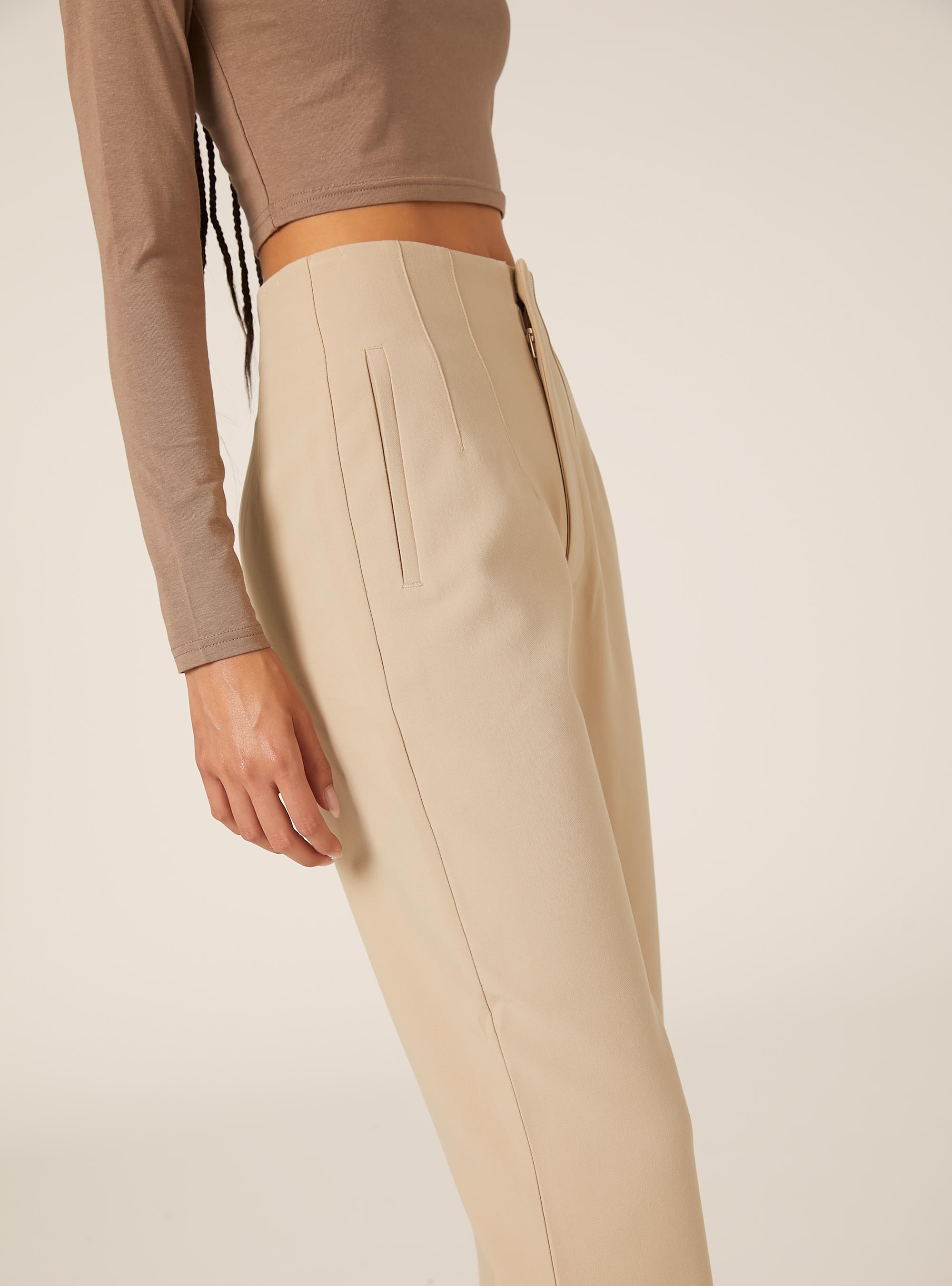 Plain trousers with pleats, BG2 BEIGE MEDIUM