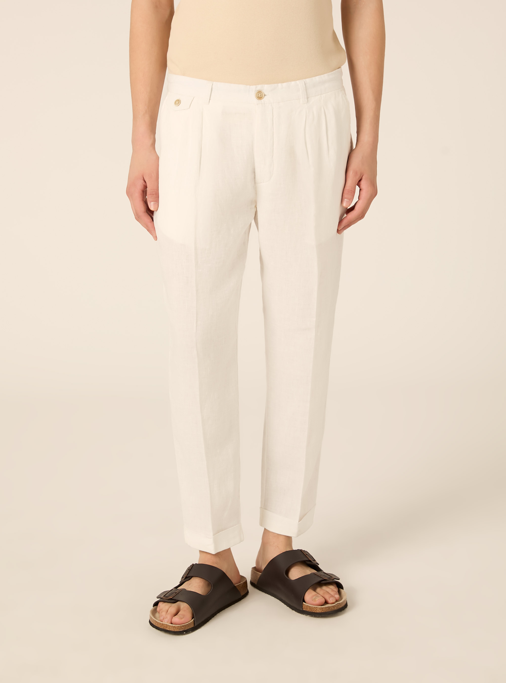 Chinos in lino, WH2 WHITE