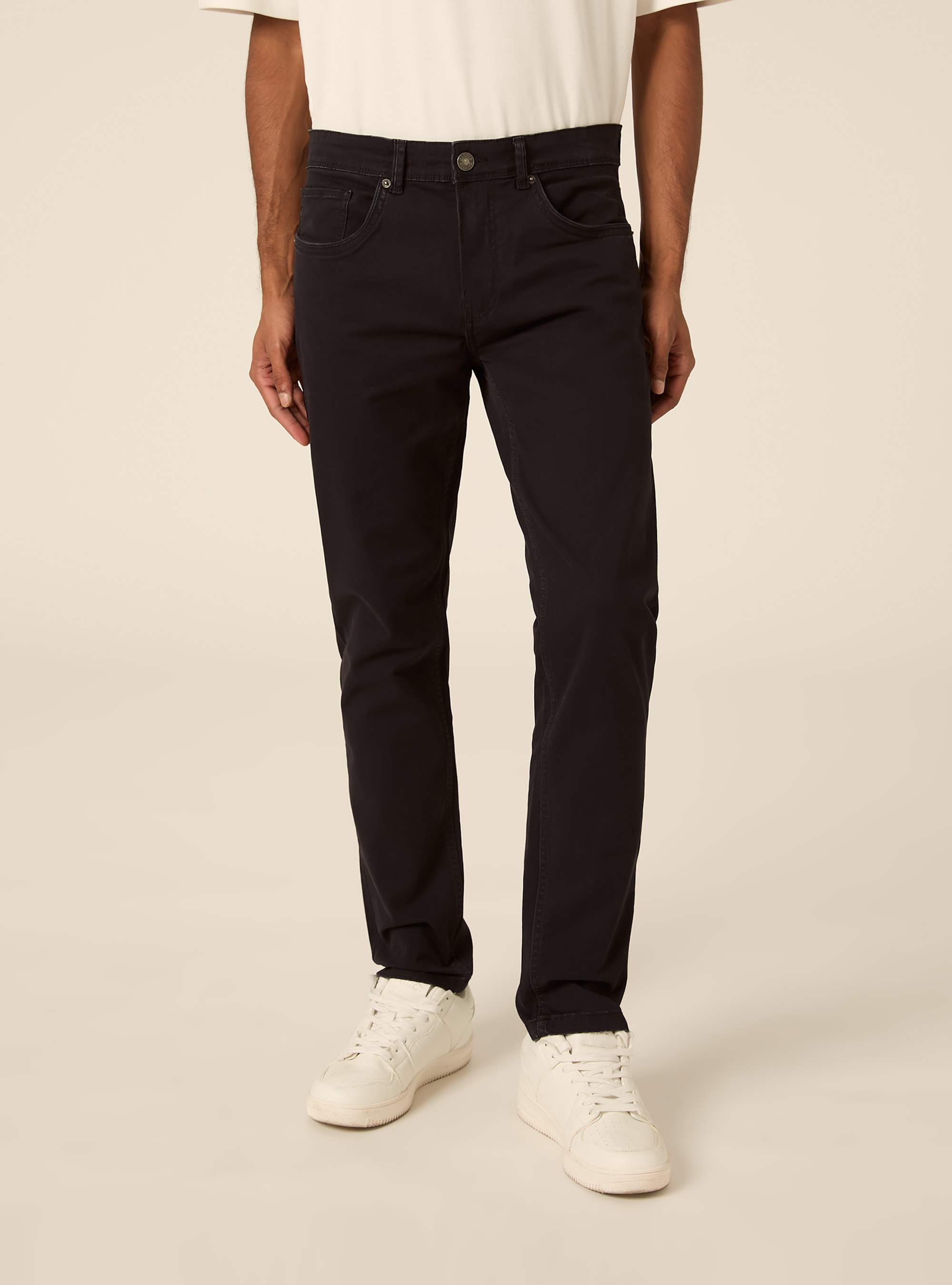 Pantaloni 5 tasche in twill, NA1 NAVY DARK