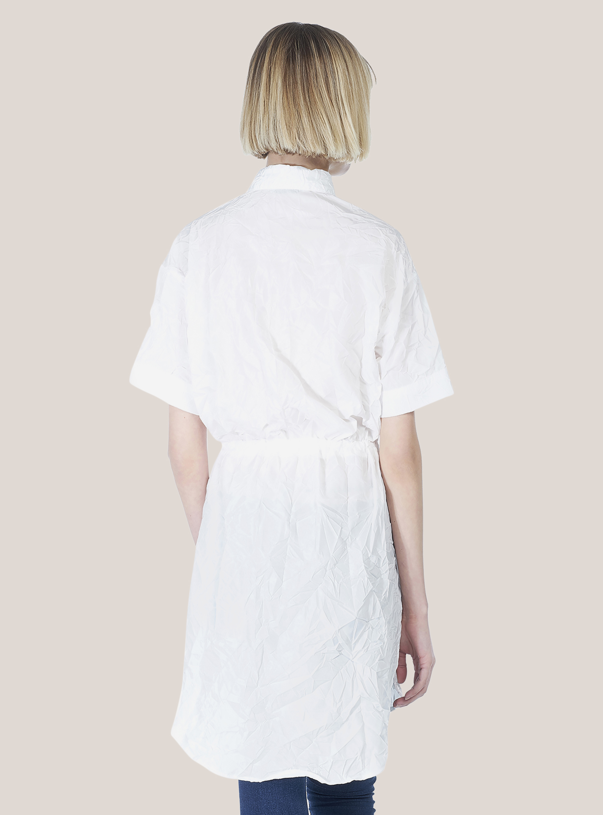 Long shirt with short sleeves, WHITE
