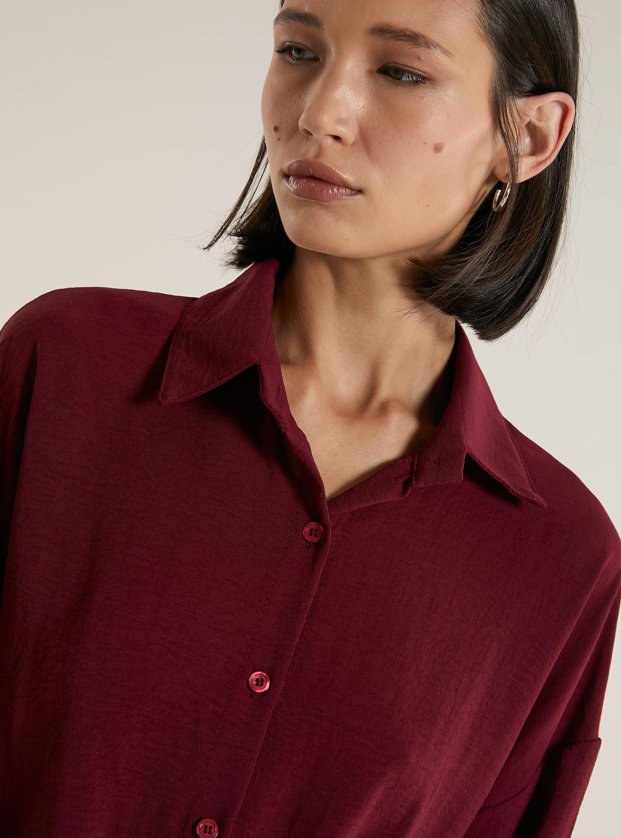 Camicia con nodo, BO1 BORDEAUX DARK