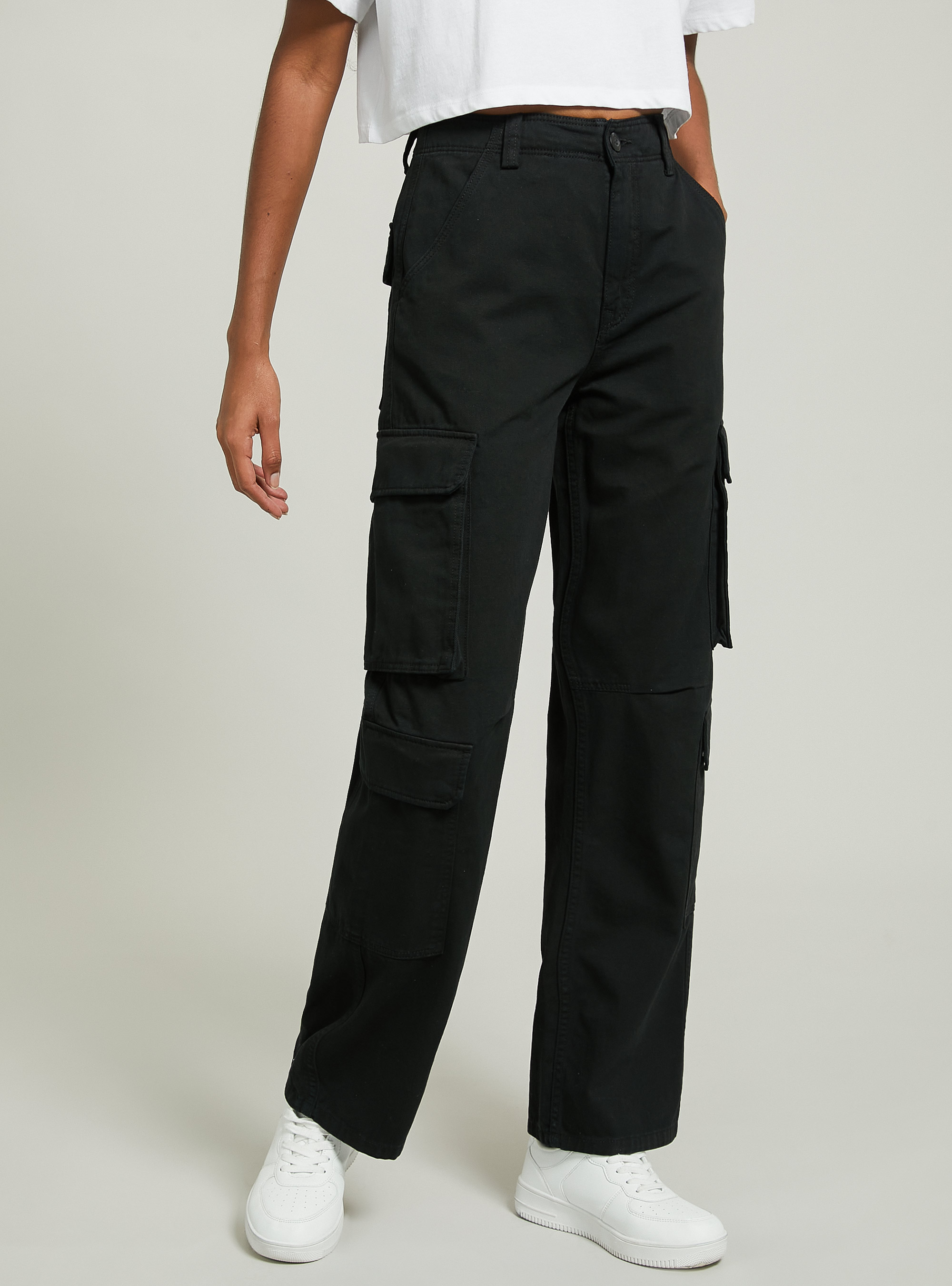 Multicargo twill trousers, BK1 BLACK