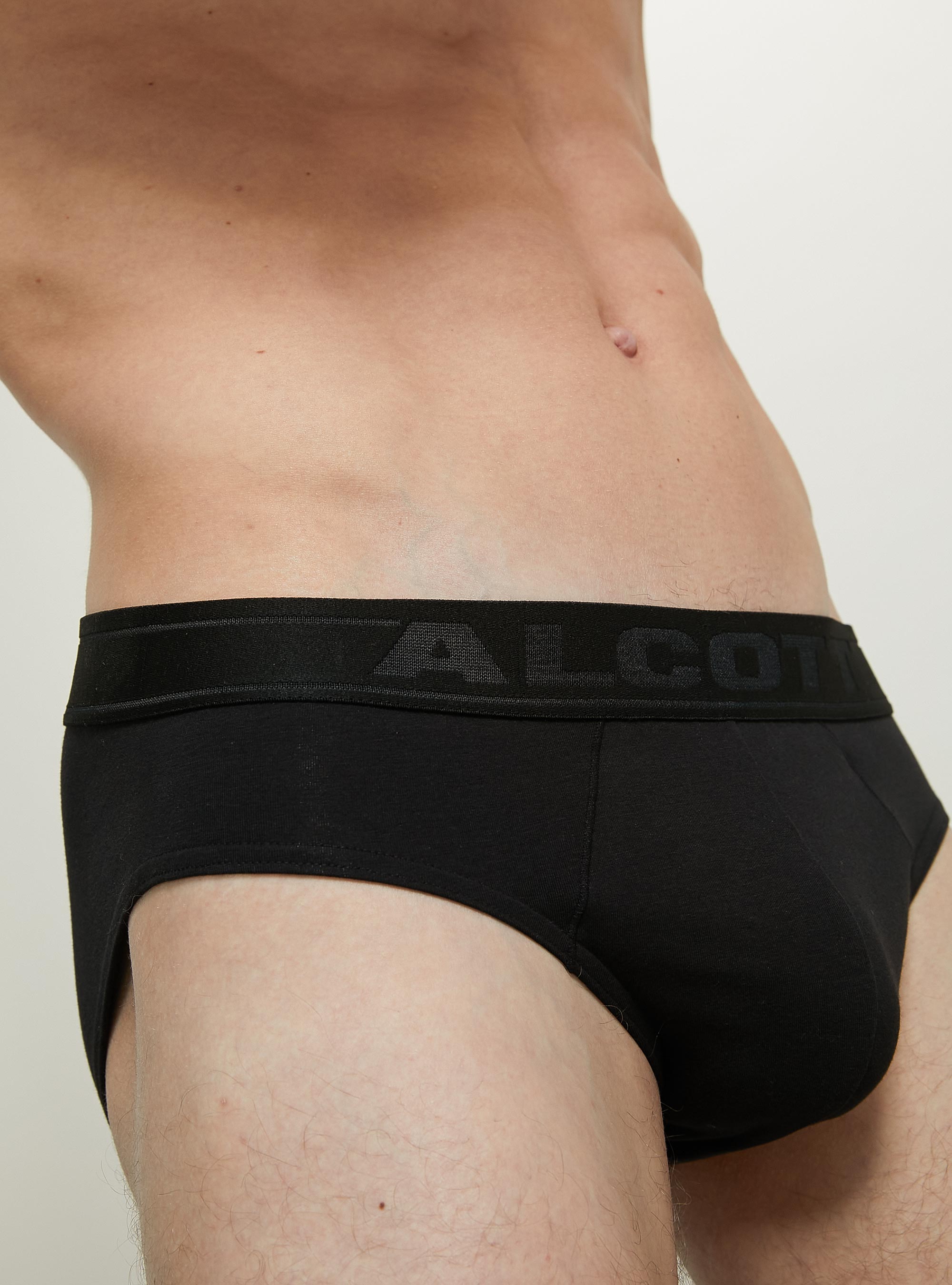 Stretch cotton briefs with logo, BK1 BLACK