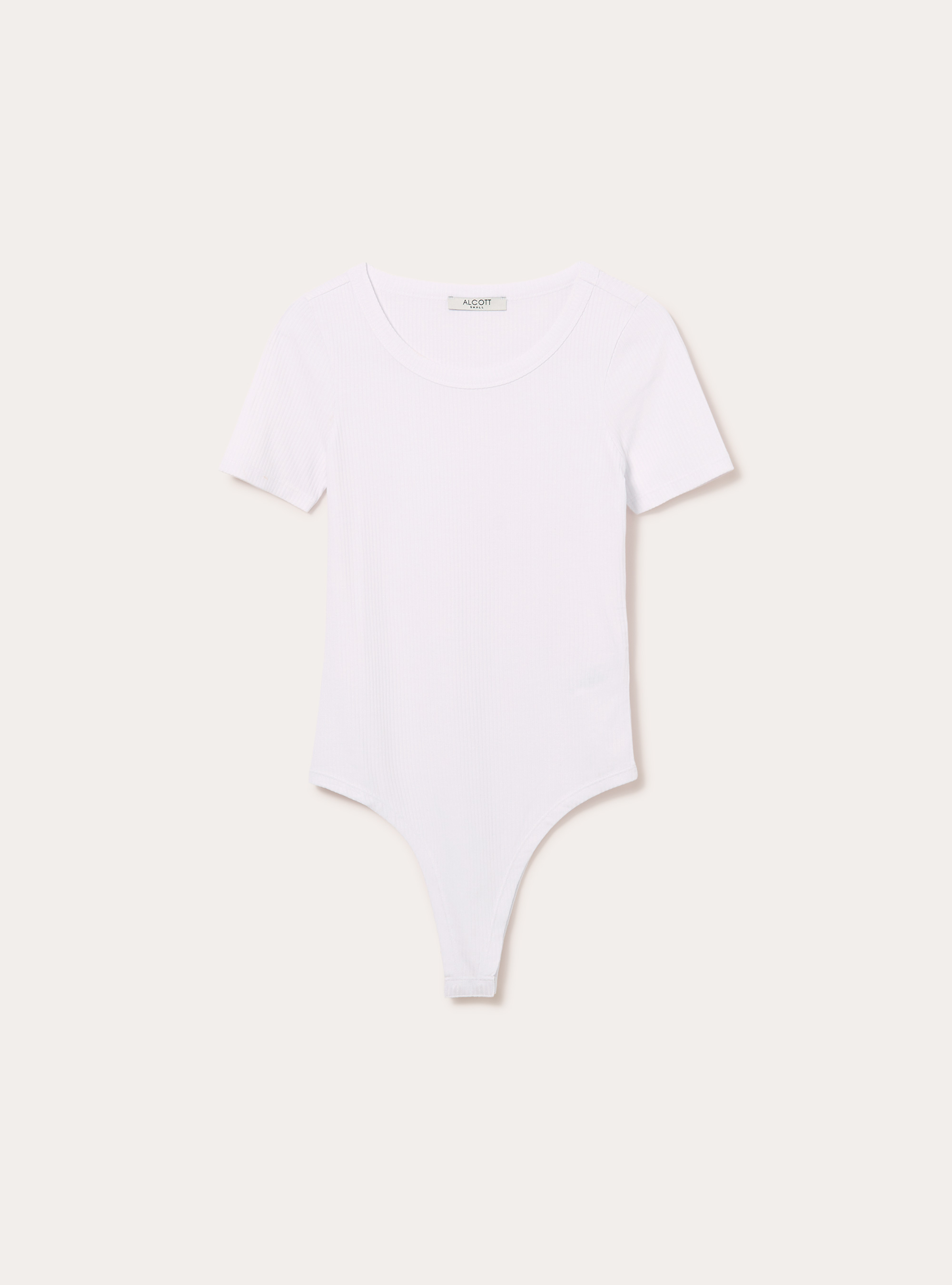 Body à manches courtes cotelées, WH3 WHITE