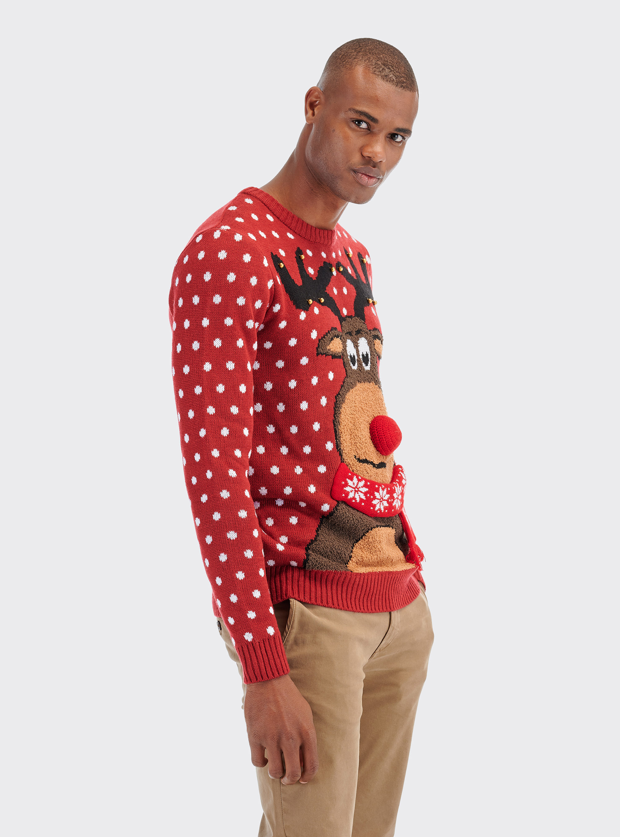 Christmas pullover with reindeer, RED