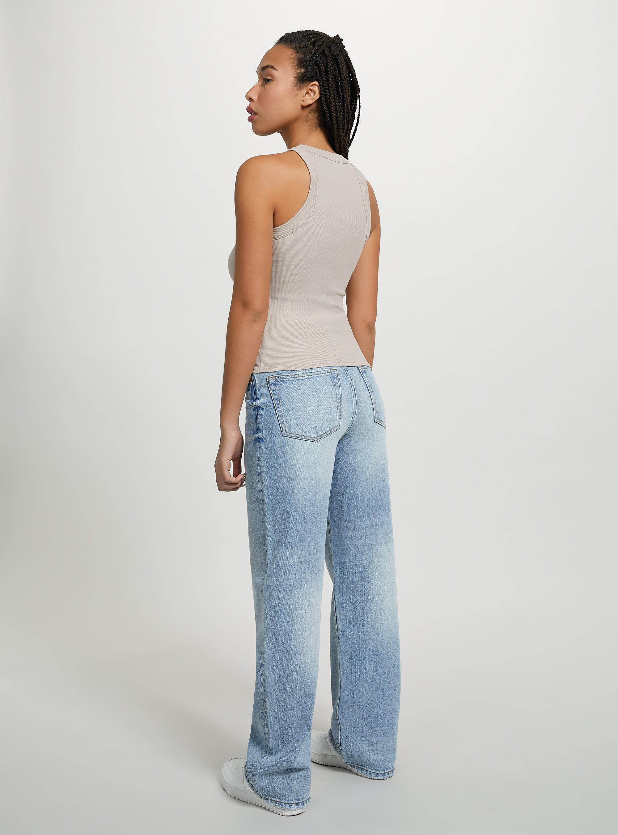 Ribbed cotton tank top, BG3 BEIGE LIGHT