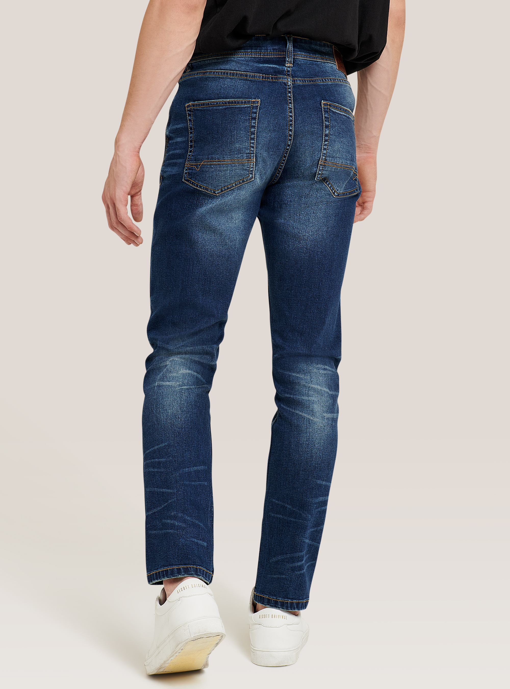 Pantalones vaqueros ajustados y el&aacute;sticos, AZUL