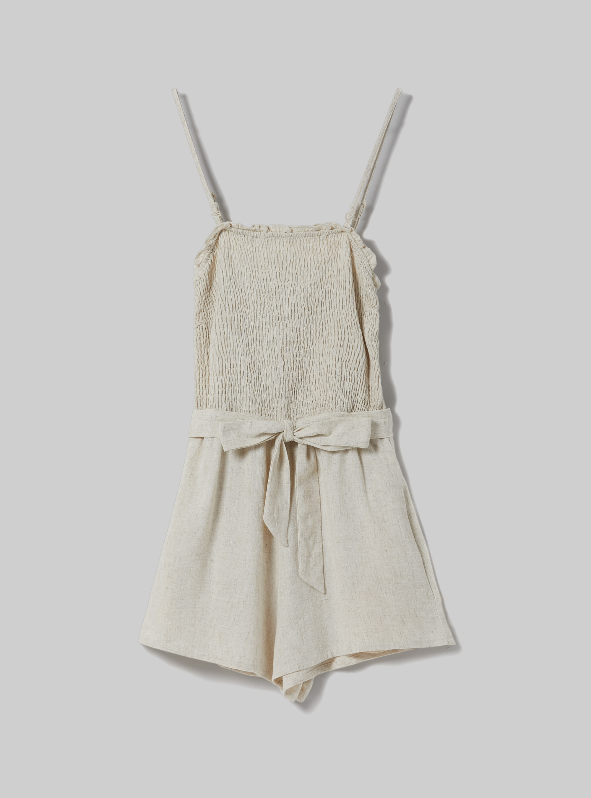 Mono corto en mezcla de lino, C0578 BEIGE