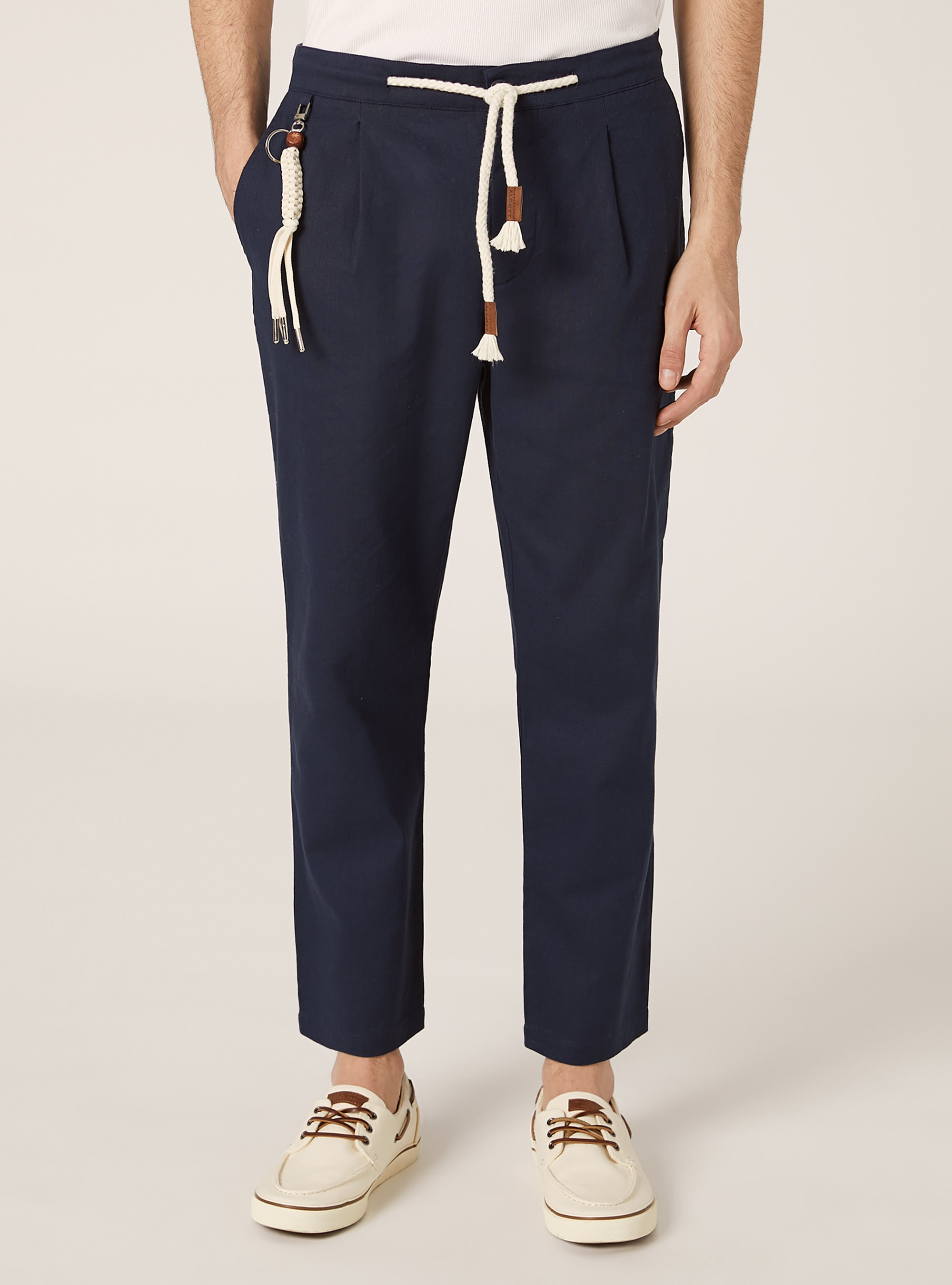 Pantaloni Jogger In Misto Lino