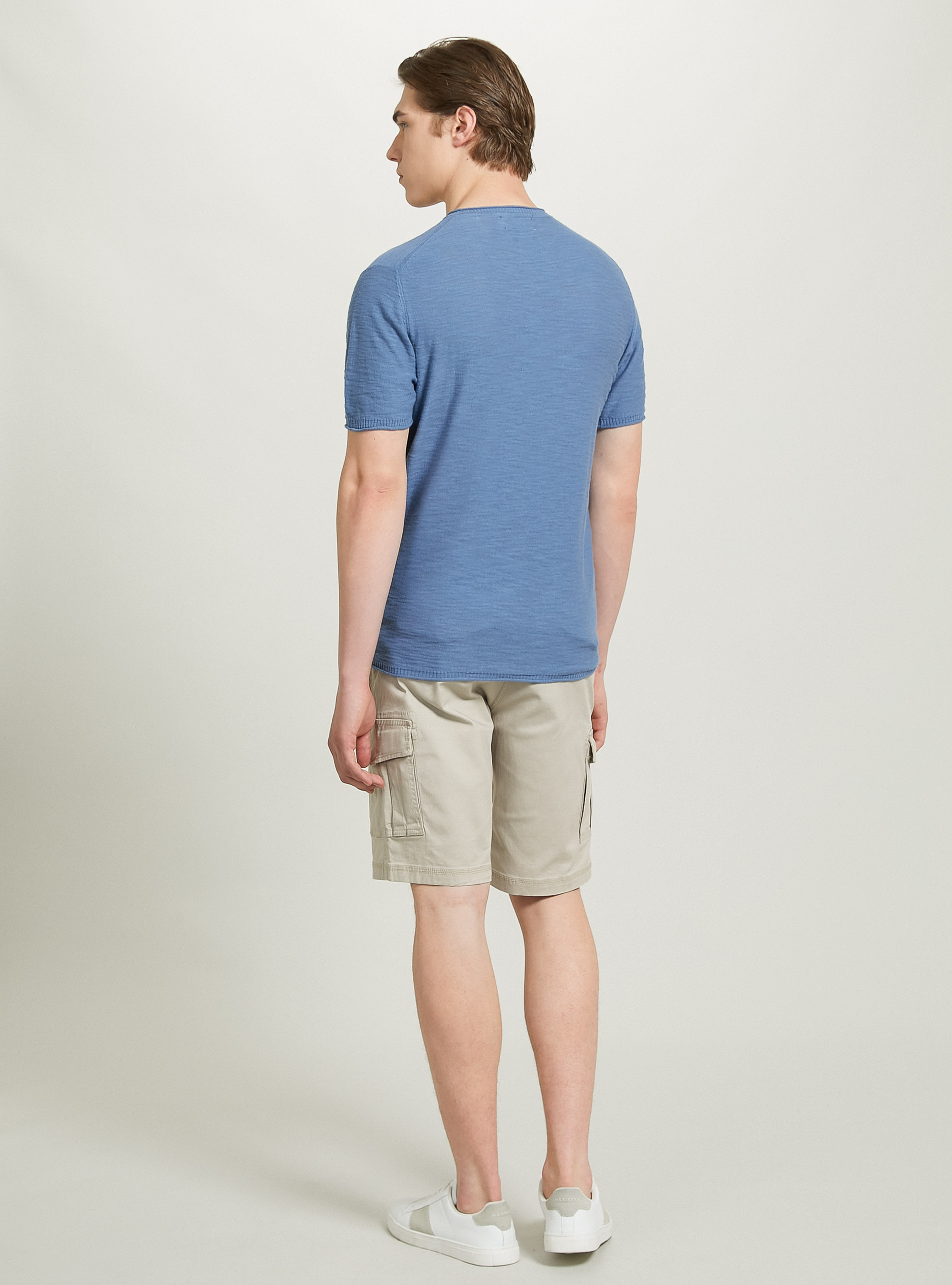Short-sleeved serafino pullover, BL2 BLUE MEDIUM