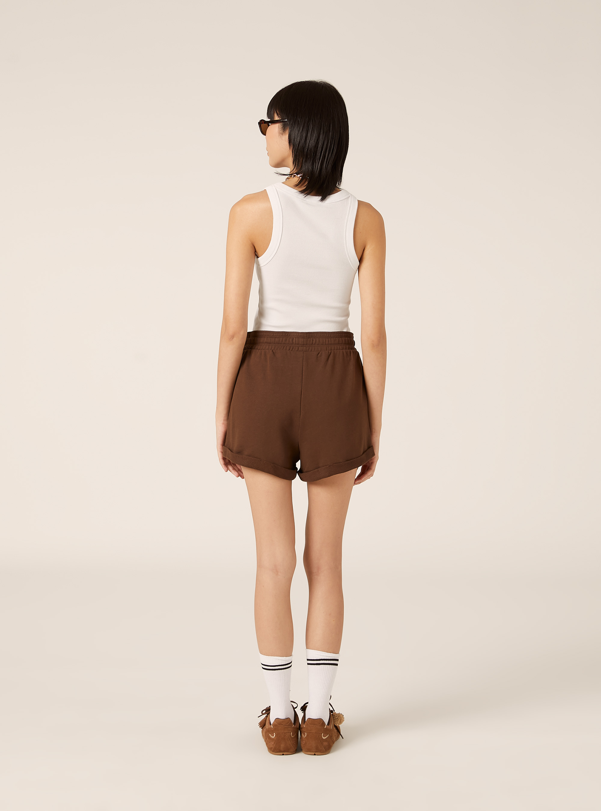 Shorts basic in felpa, BR2 BROWN MEDIUM