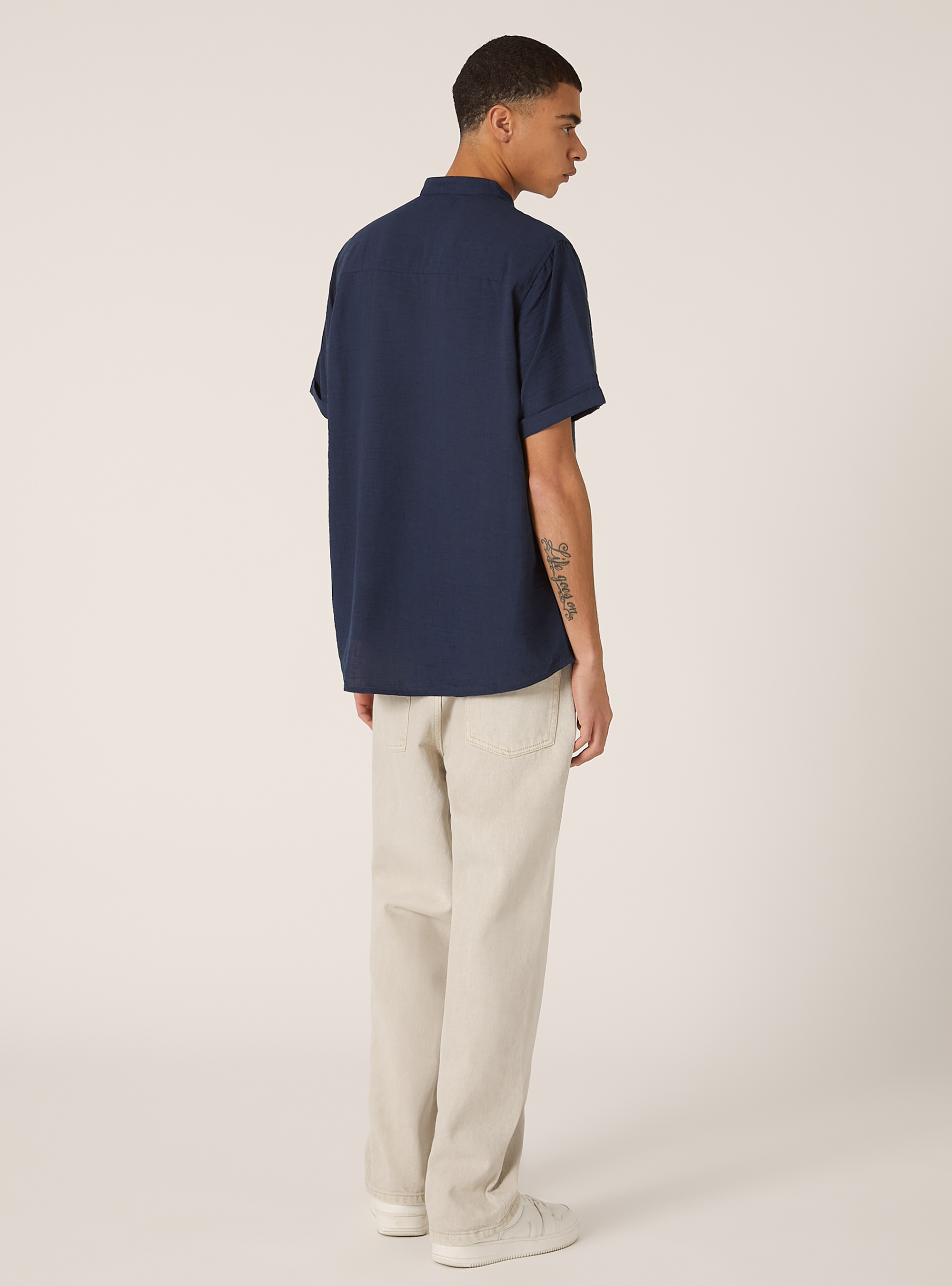 Shirt with Korean collar, NA2 NAVY MEDIUM