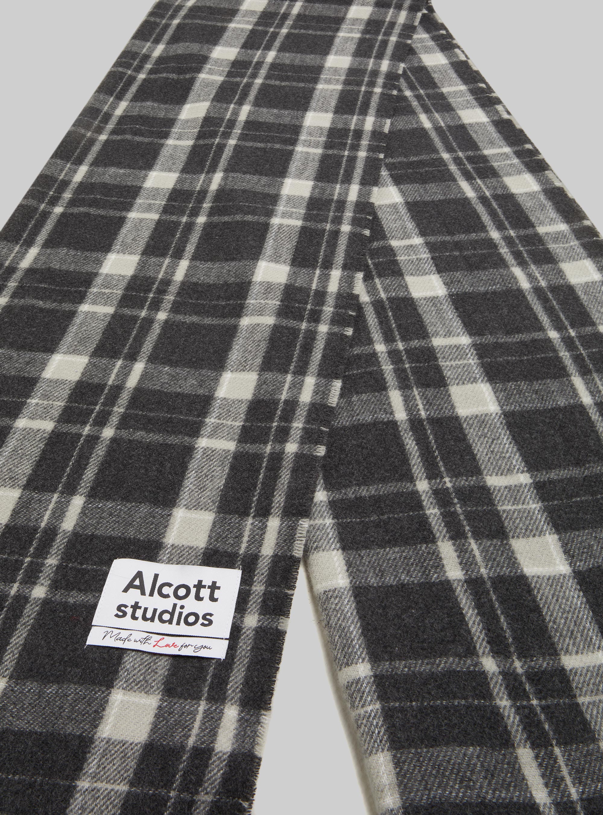 Sciarpa check con frange, GY1 GREY DARK