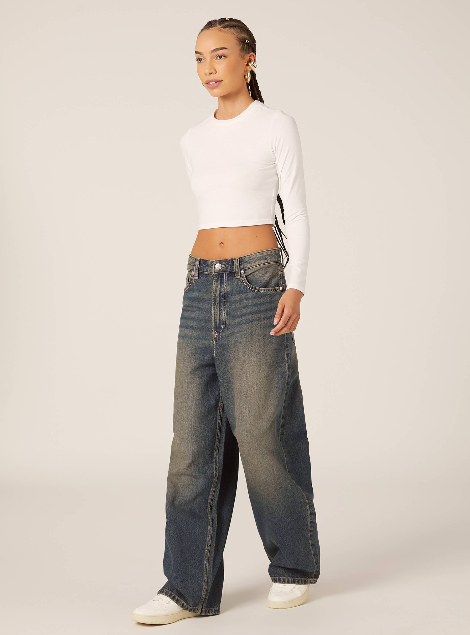 Super baggy fit jeans, D100 BLUE DARK OVERDYE