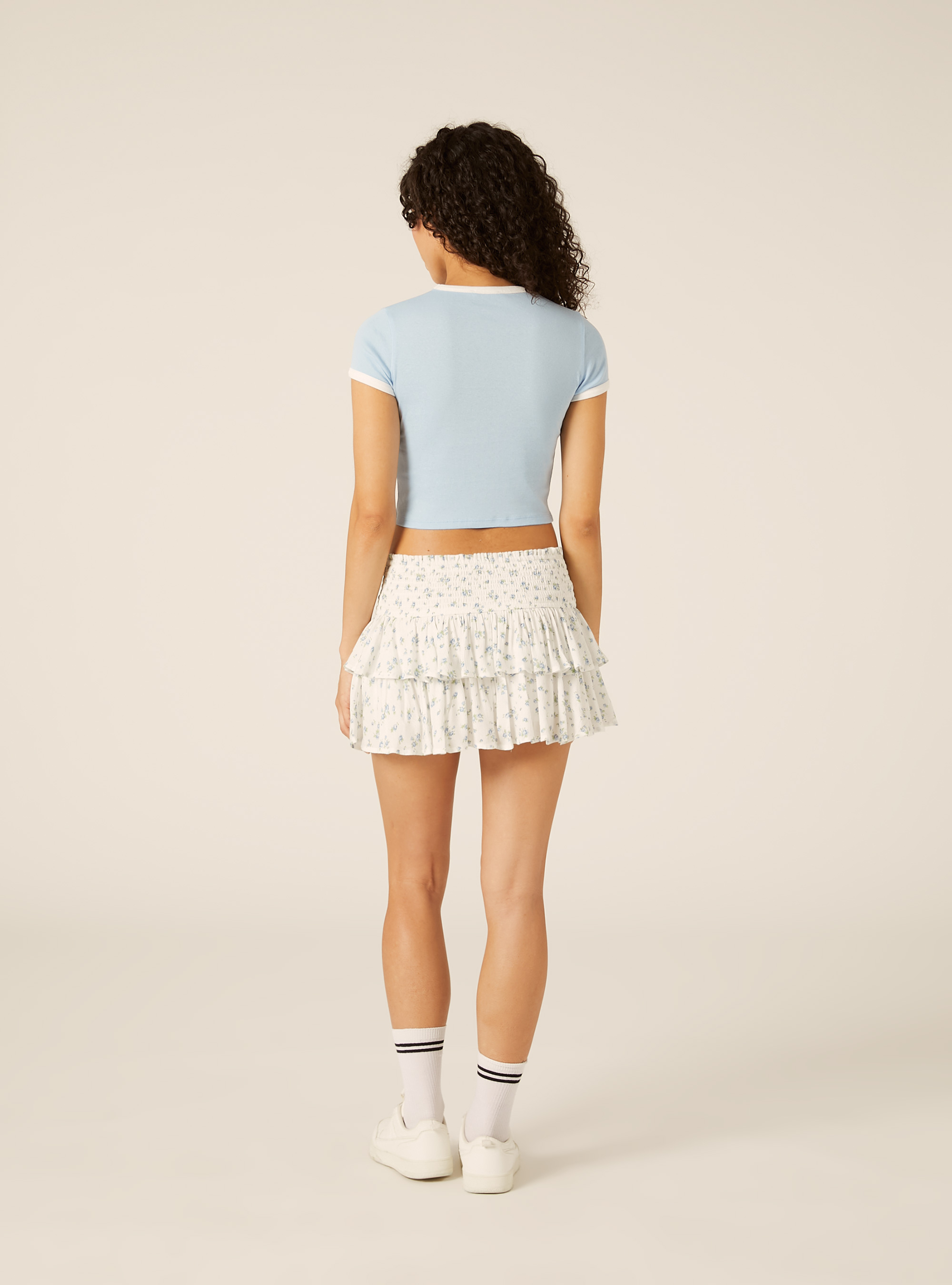 T-shirt crop con stampa calcio mondiali, AZ2 AZURE MEDIUM