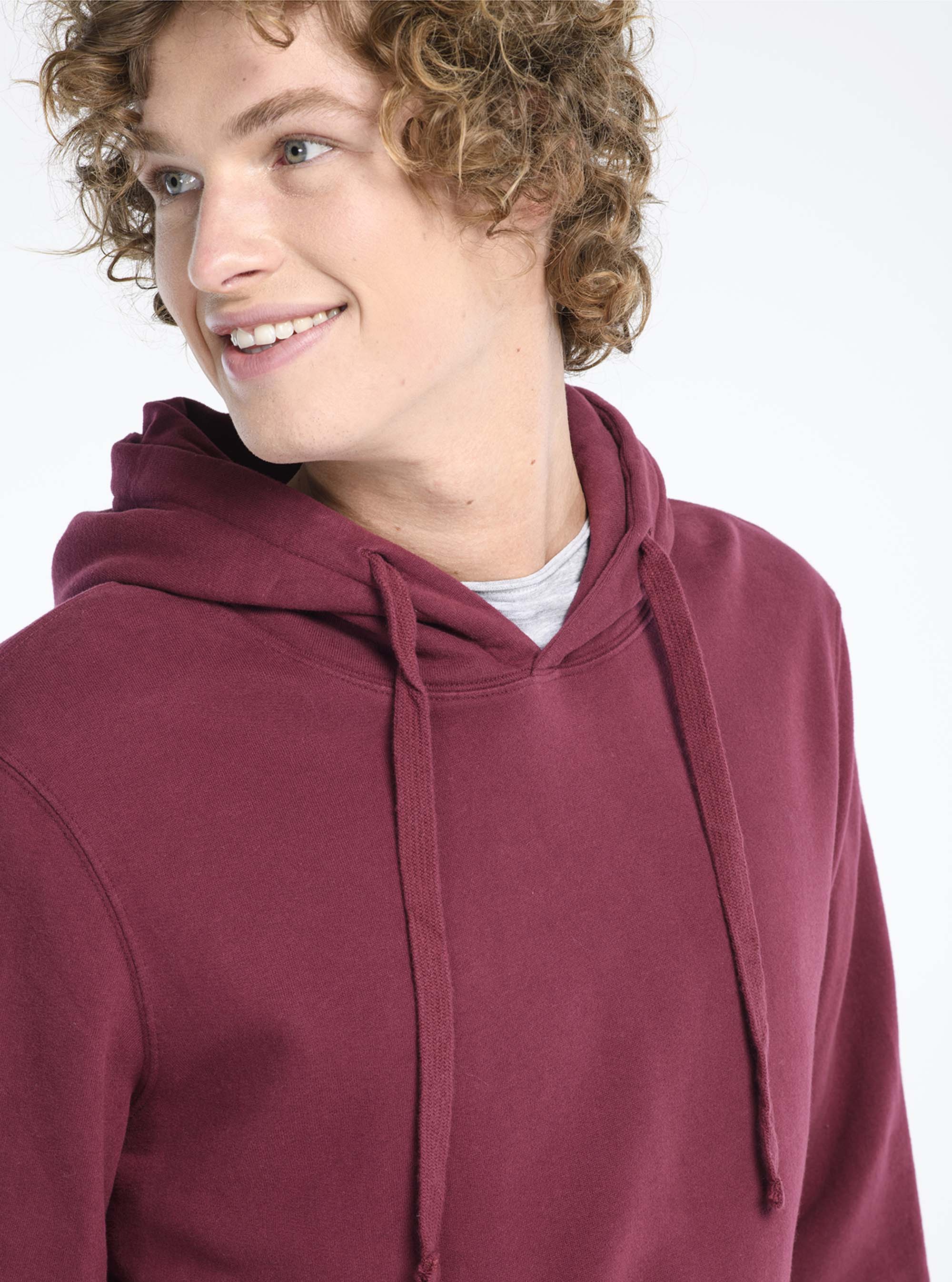 Plain-coloured hooded sweatshirt, BORDEAUX