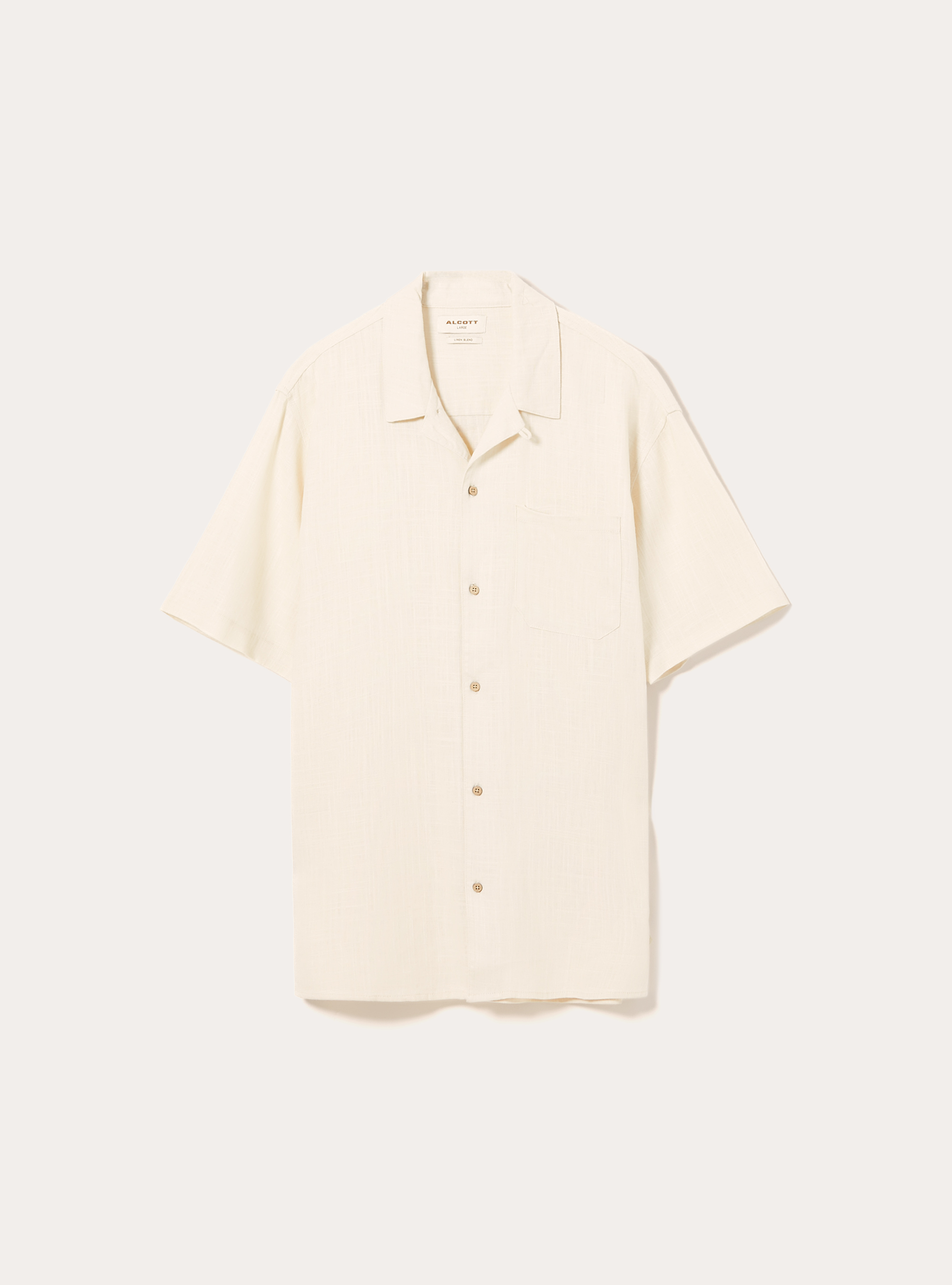 Linen blend shirt with bowling collar, BG3 BEIGE LIGHT