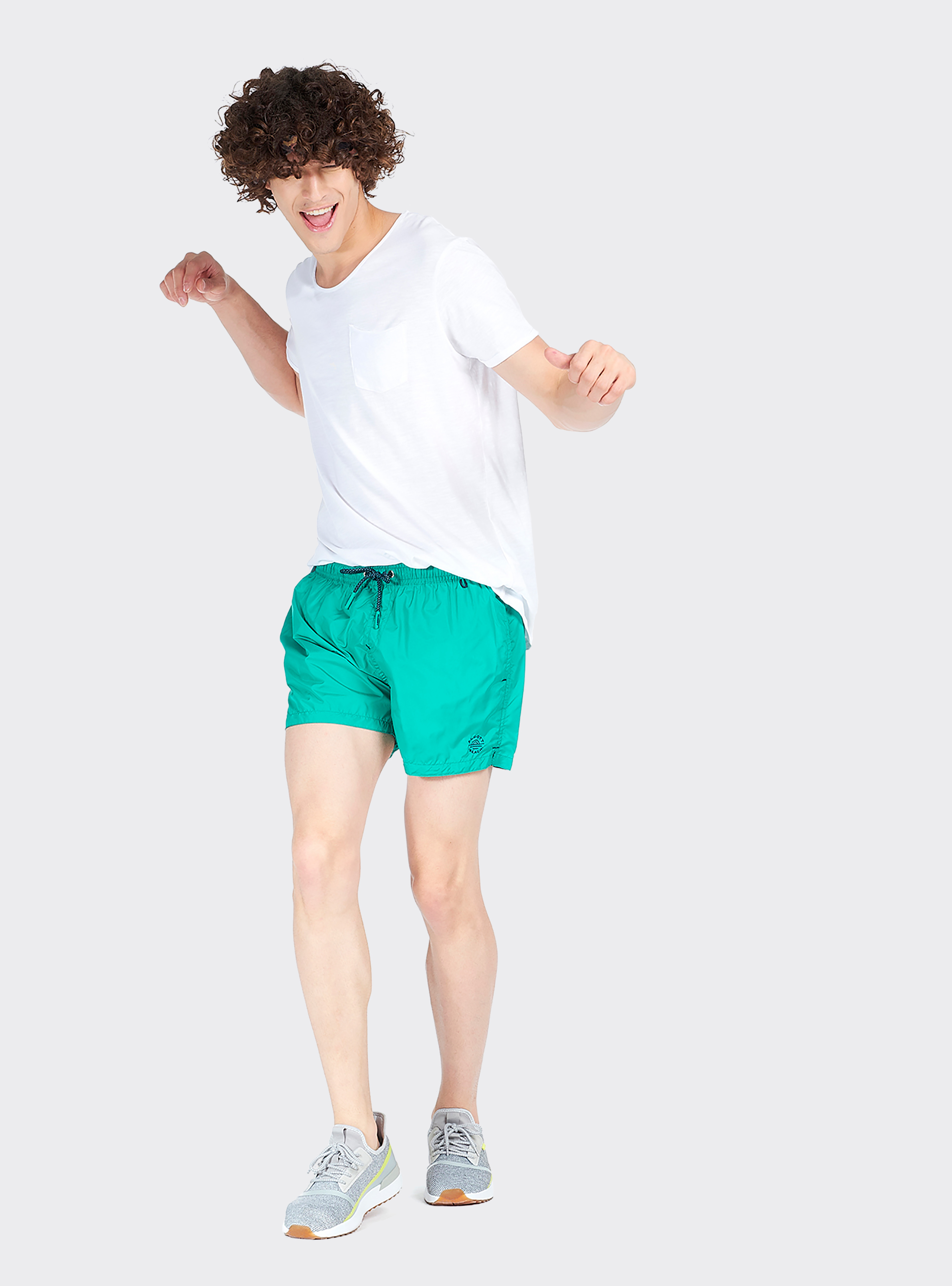 Costume con logo ricamato e cordino a contrasto, C652 GREEN