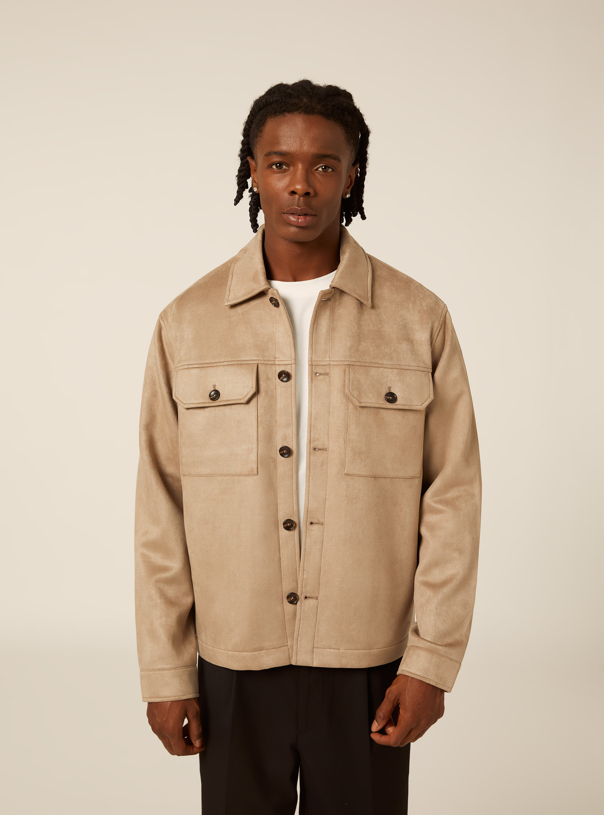 Hemdjacke in wildlederoptik mit pattentaschen, SA2 SAND MEDIUM