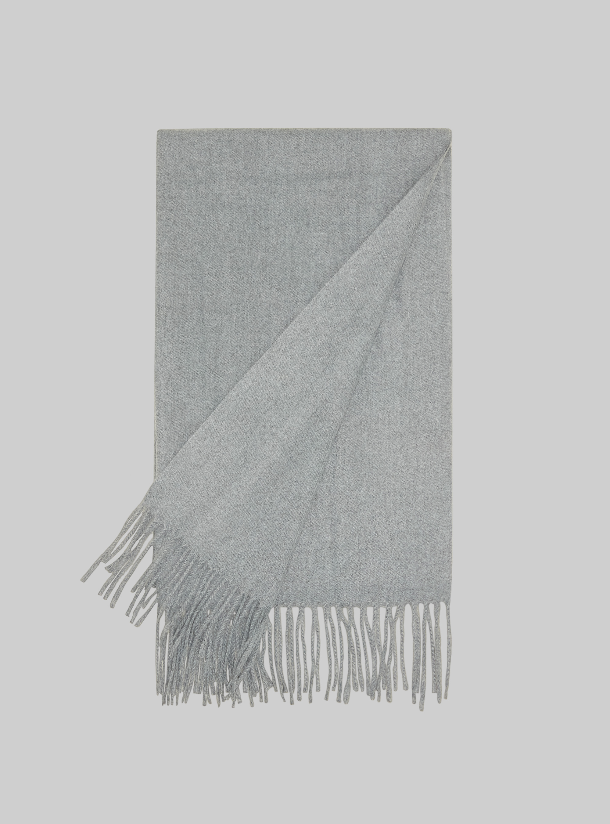 Solid-coloured scarf with fringes, MGY3 GREY MEL LIGHT