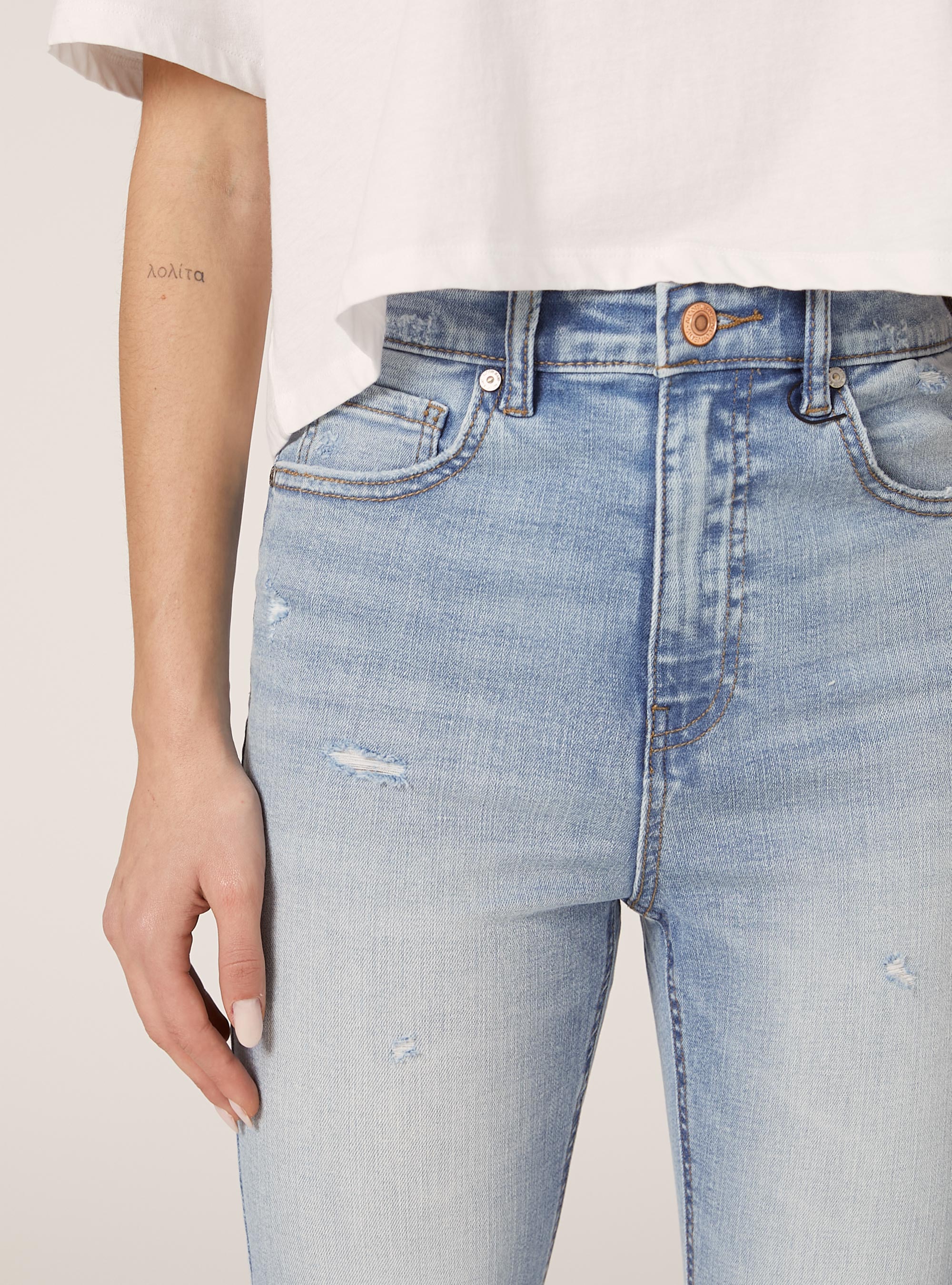 Jeans skinny taille très haute, D005 LIGHT BLUE