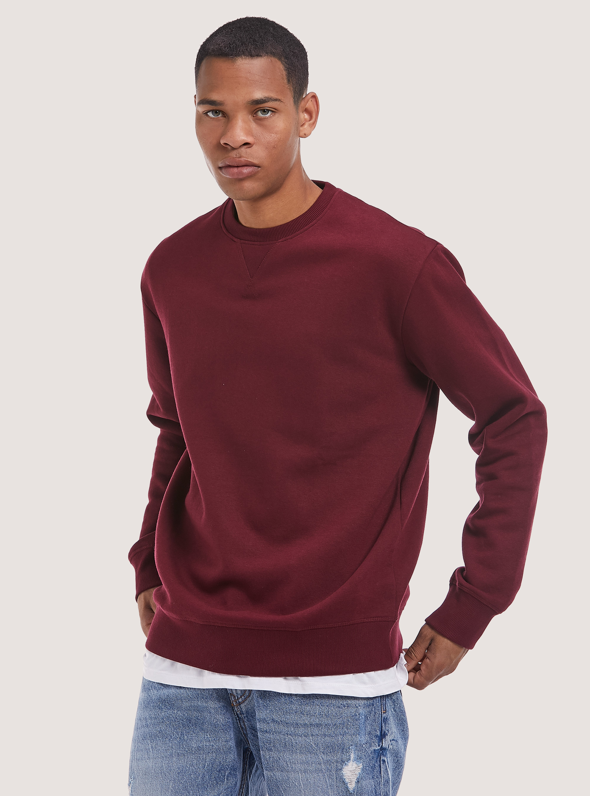Solid-coloured crew-neck sweatshirt 