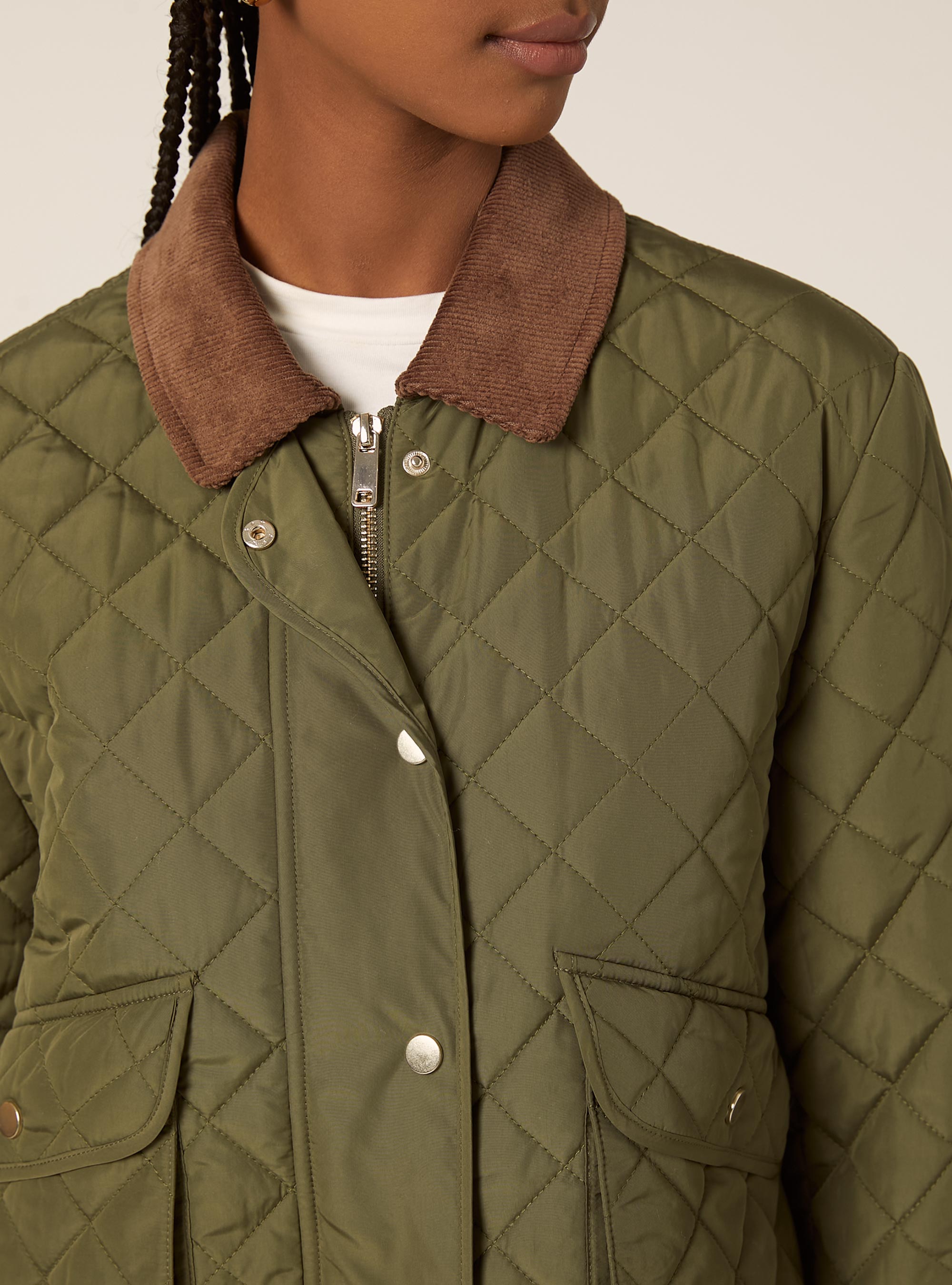 Chaqueta acolchada con cuello de terciopelo, KY2 KAKY MEDIUM