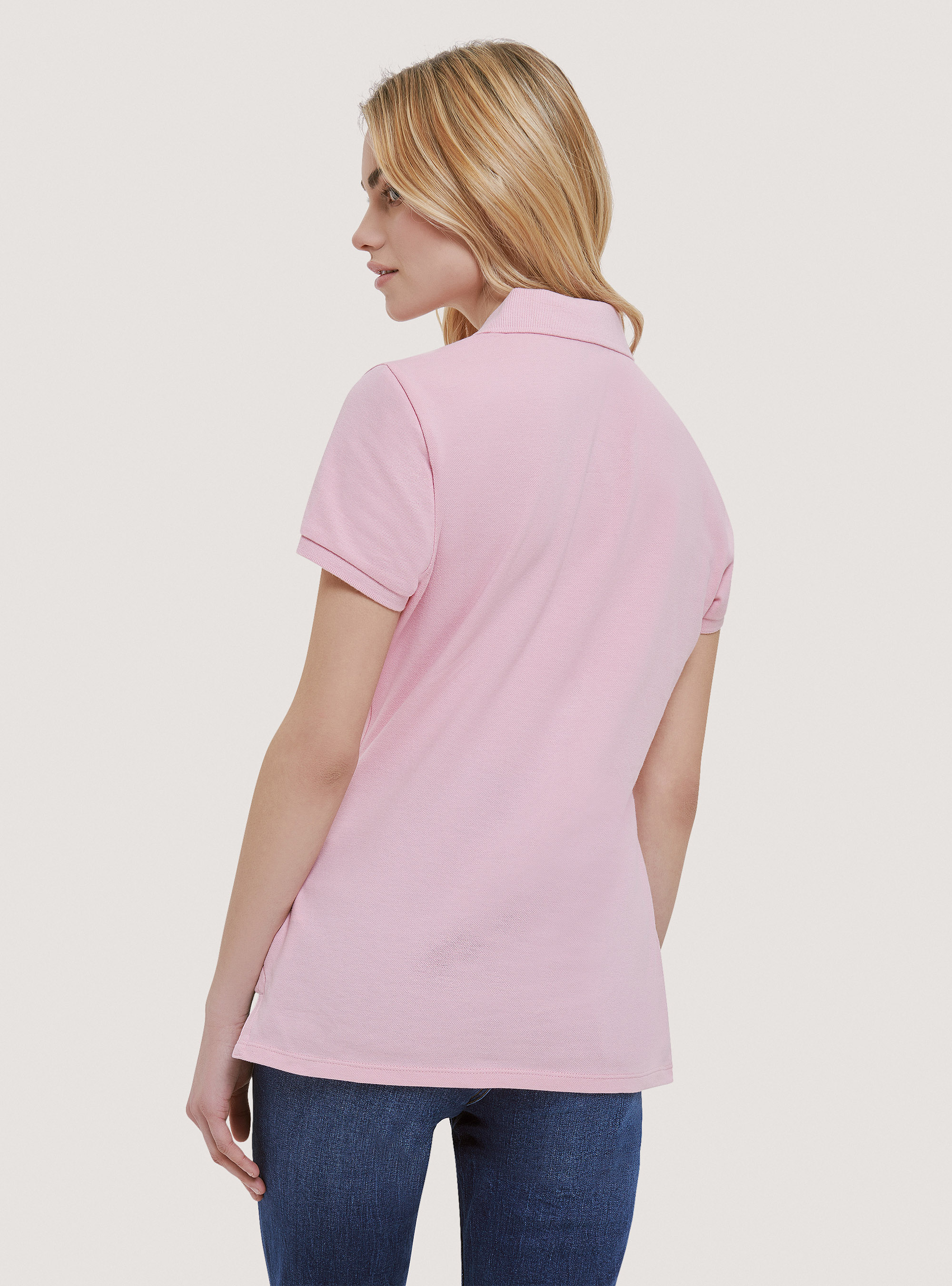 Poloshirt aus Baumwollpikee mit Stickerei, C4400 PINK