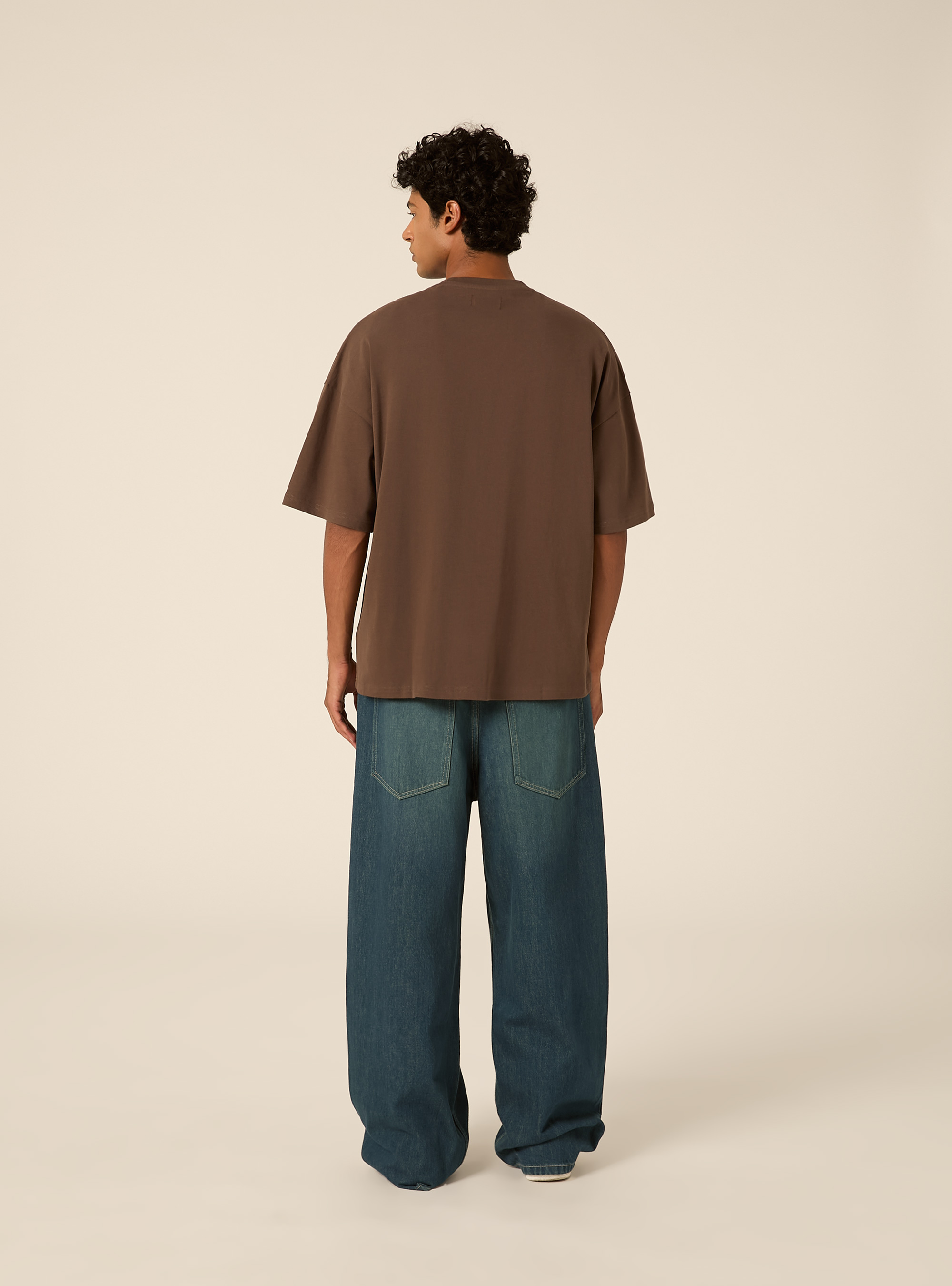 T-shirt boxy fit con tagli sulle spalle, BR1 BROWN DARK