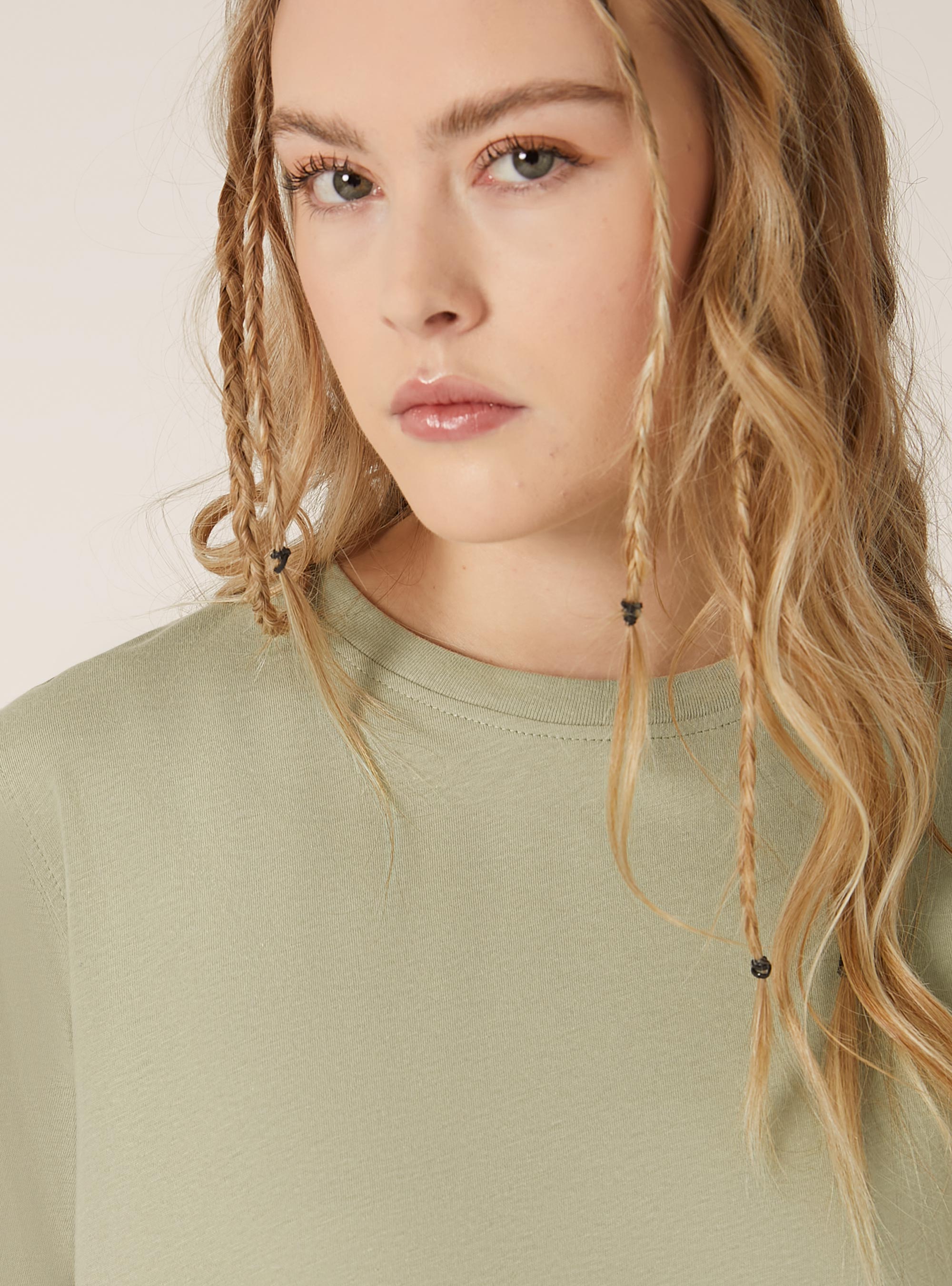 Maglietta girocollo in cotone, SG3 SAGE LIGHT