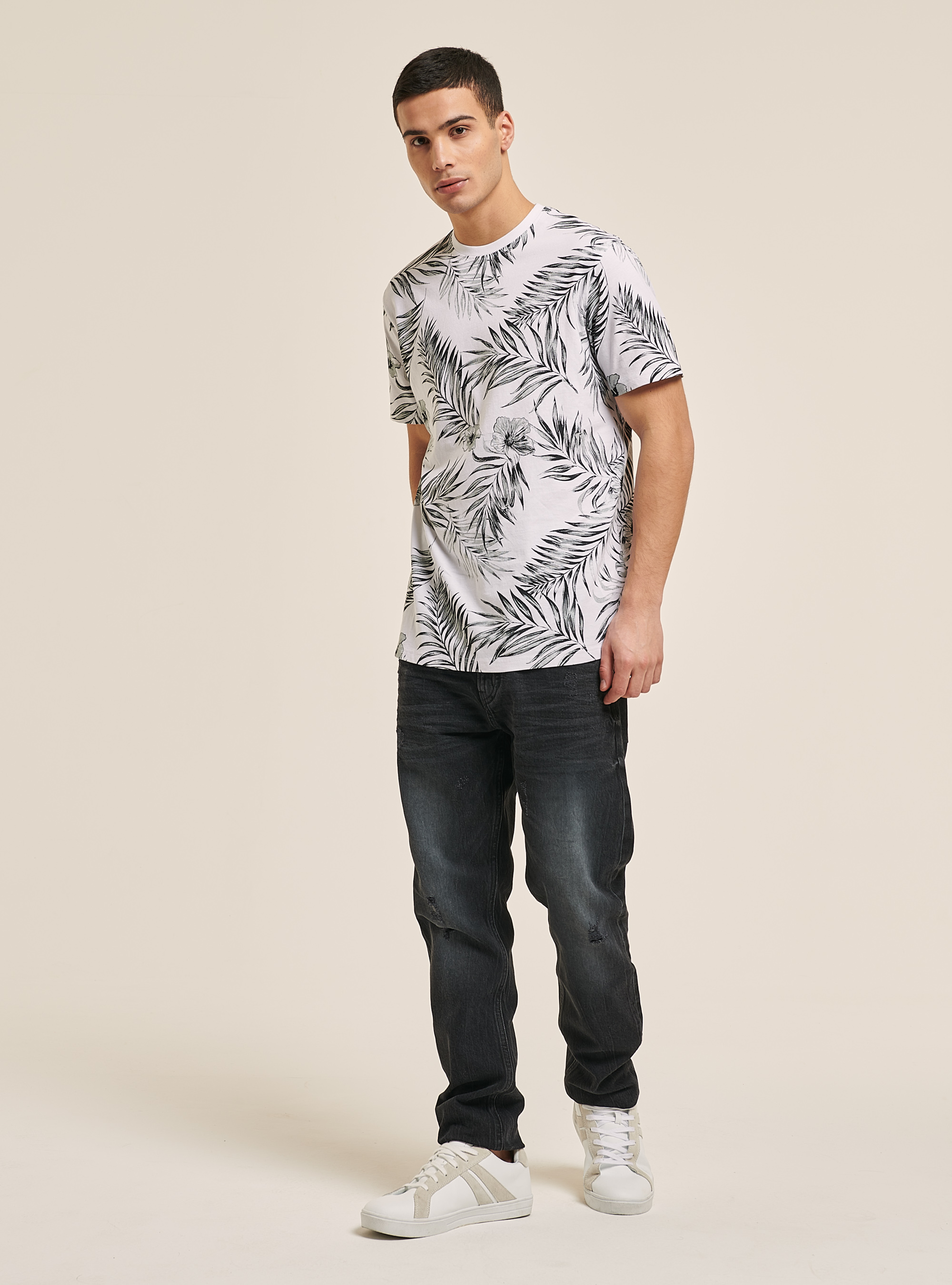 T-shirt with all over palm print, FLOWERS