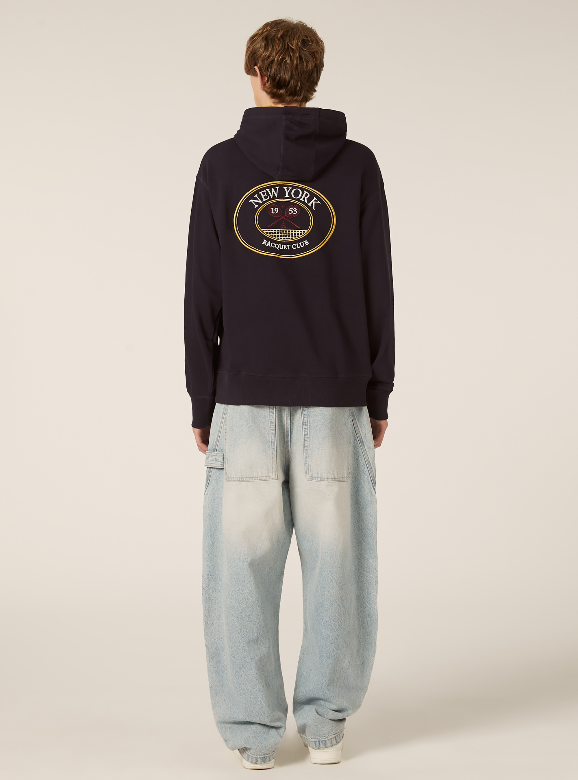 Hooded sweatshirt with cotton patch, BLUE NAVY