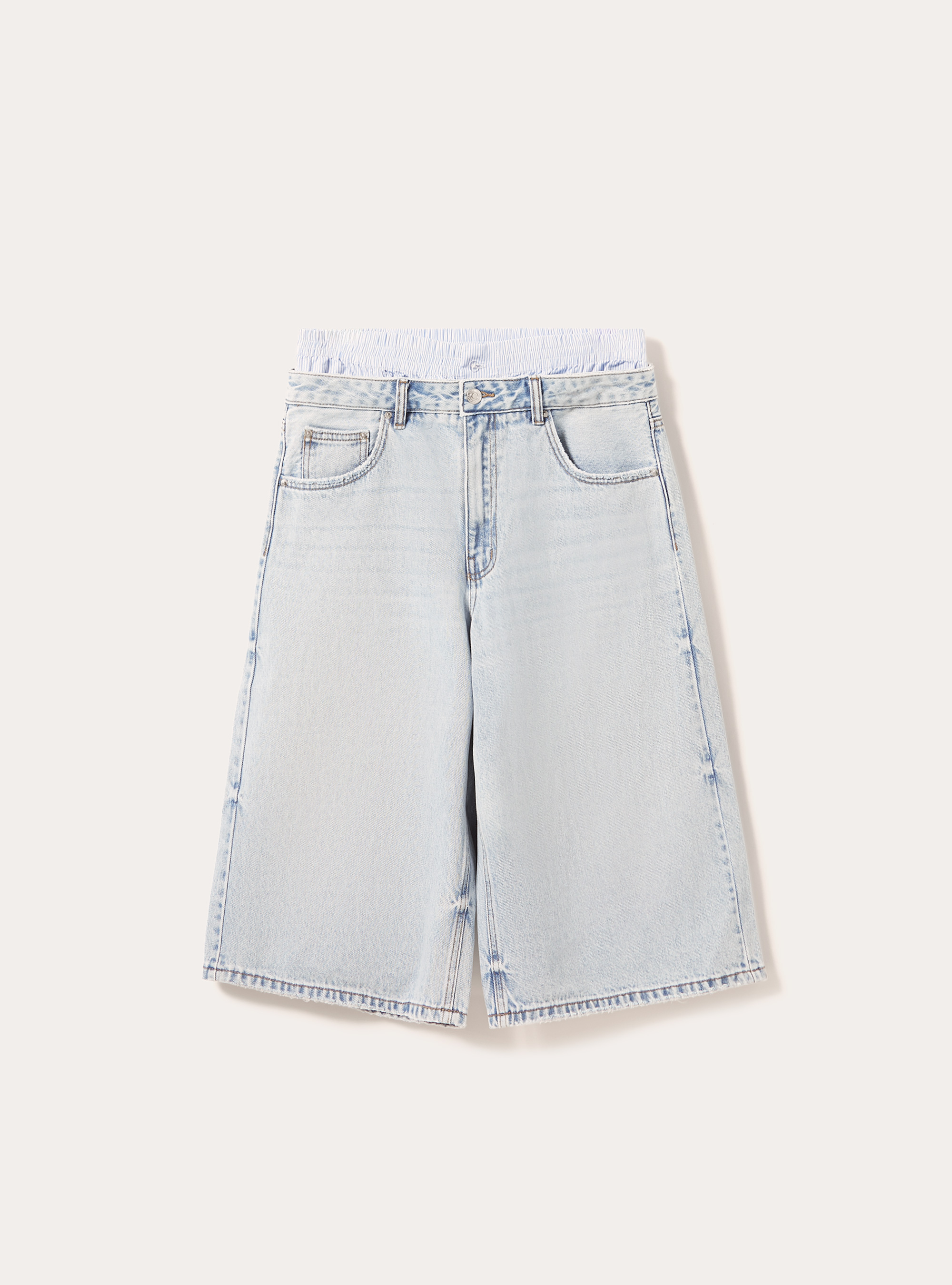Denim jorts with combined waist | Alcott | Women's Skirts