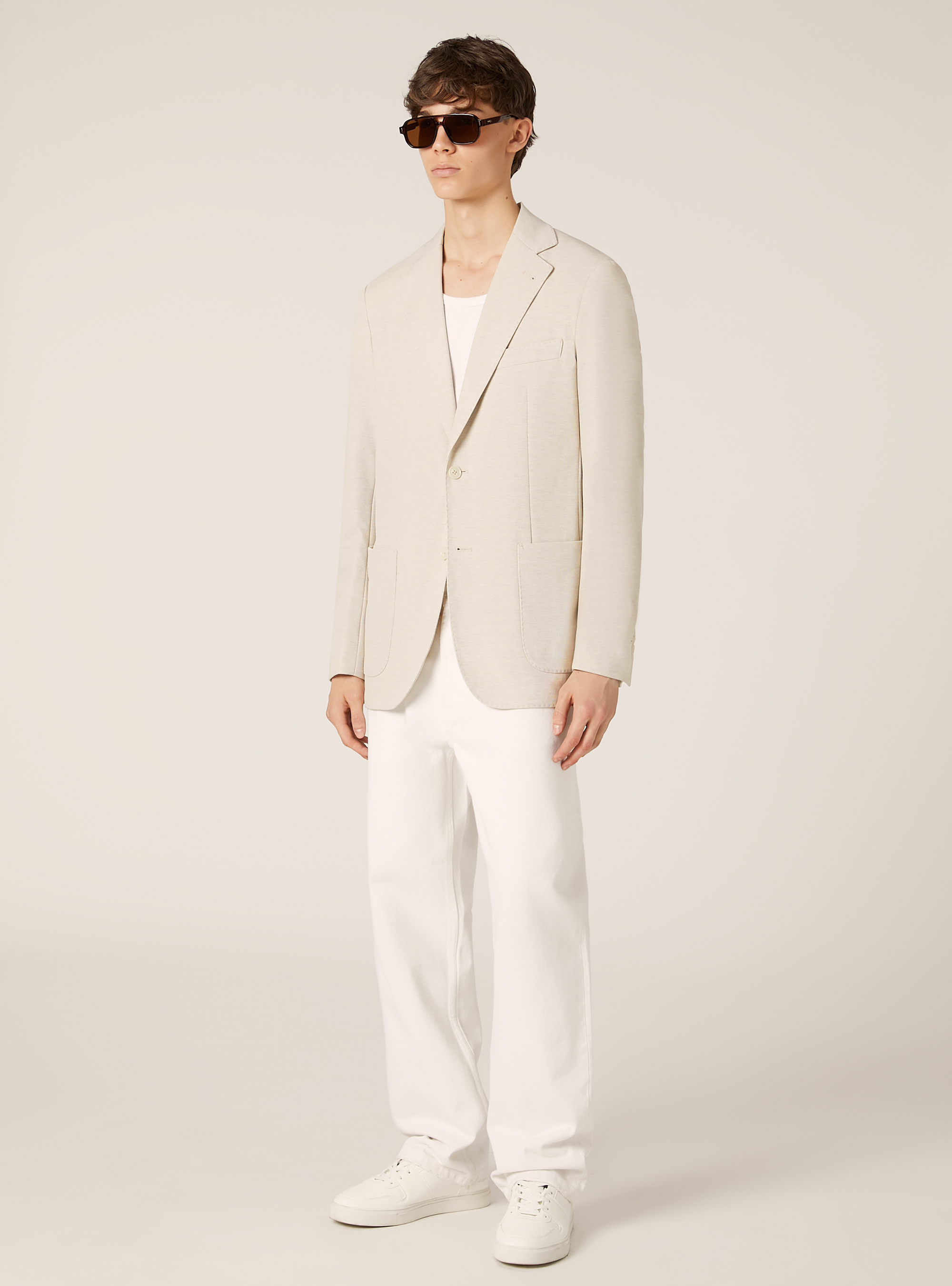 Chaqueta de piqué de algodón, BG2 BEIGE MEDIUM